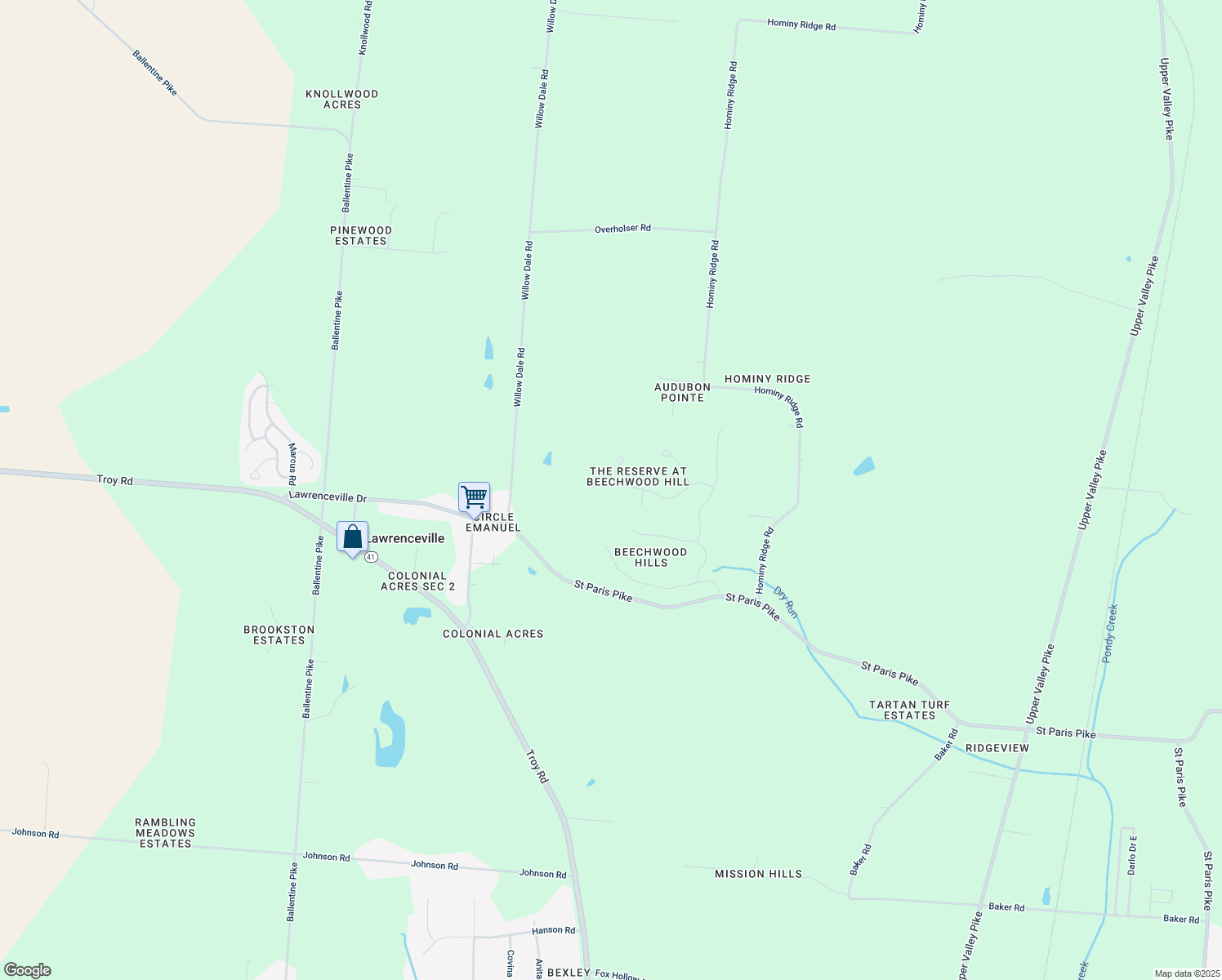 map of restaurants, bars, coffee shops, grocery stores, and more near 4355 Pine Tree Place in Springfield