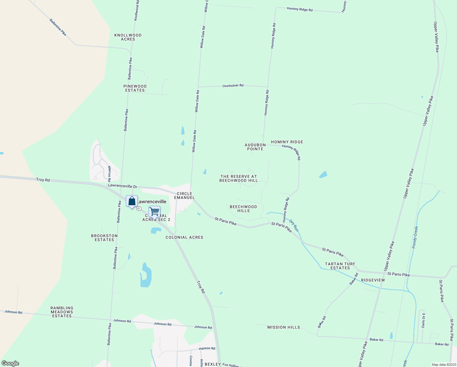 map of restaurants, bars, coffee shops, grocery stores, and more near 4355 Pine Tree Place in Springfield