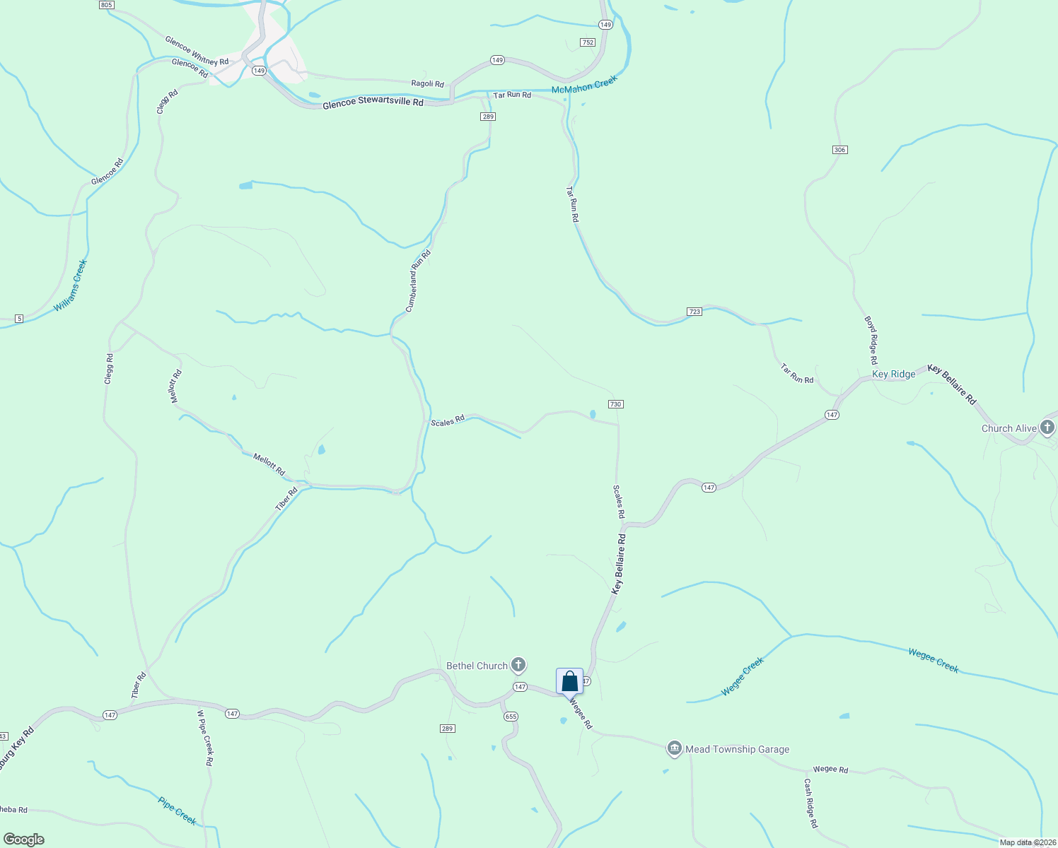 map of restaurants, bars, coffee shops, grocery stores, and more near 51215 Scales Road in Jacobsburg