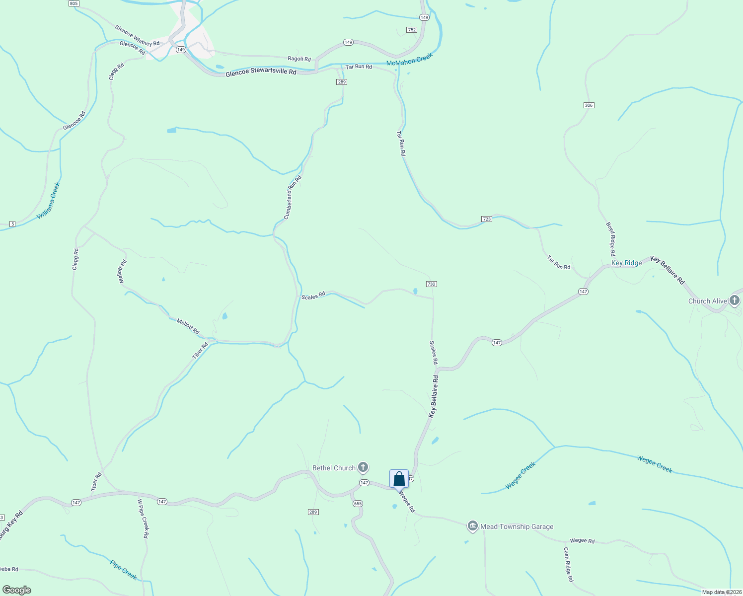 map of restaurants, bars, coffee shops, grocery stores, and more near 51215 Scales Road in Jacobsburg
