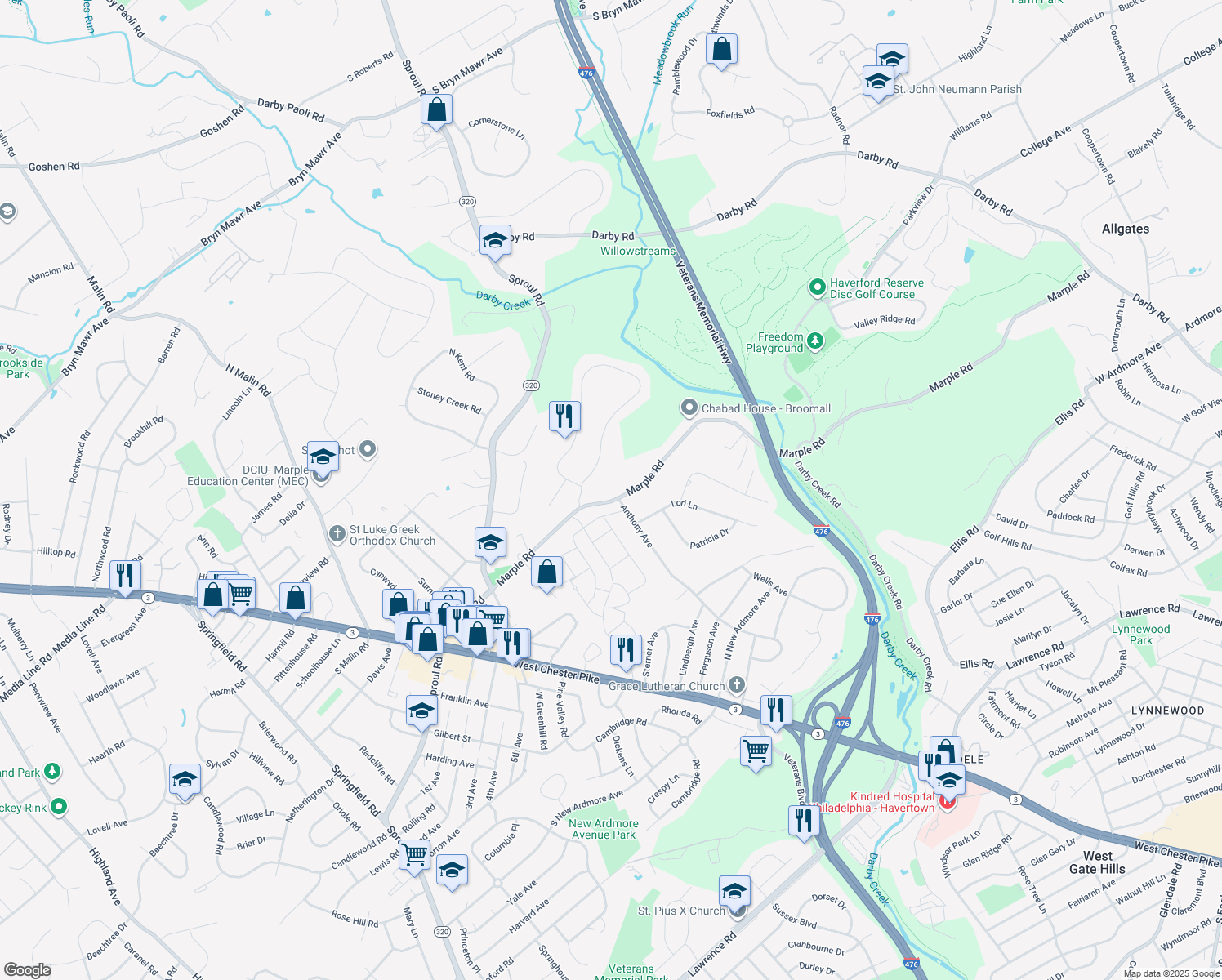 320 Marple Road, Broomall PA Walk Score