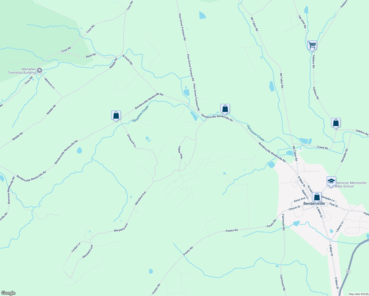map of restaurants, bars, coffee shops, grocery stores, and more near 50 Valley View in Aspers