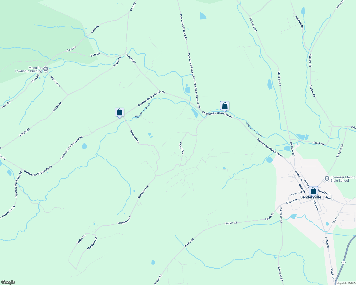map of restaurants, bars, coffee shops, grocery stores, and more near 50 Valley View in Aspers
