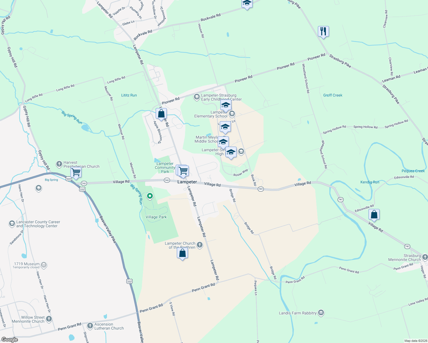 map of restaurants, bars, coffee shops, grocery stores, and more near 108 Chelsea Loop in Lancaster