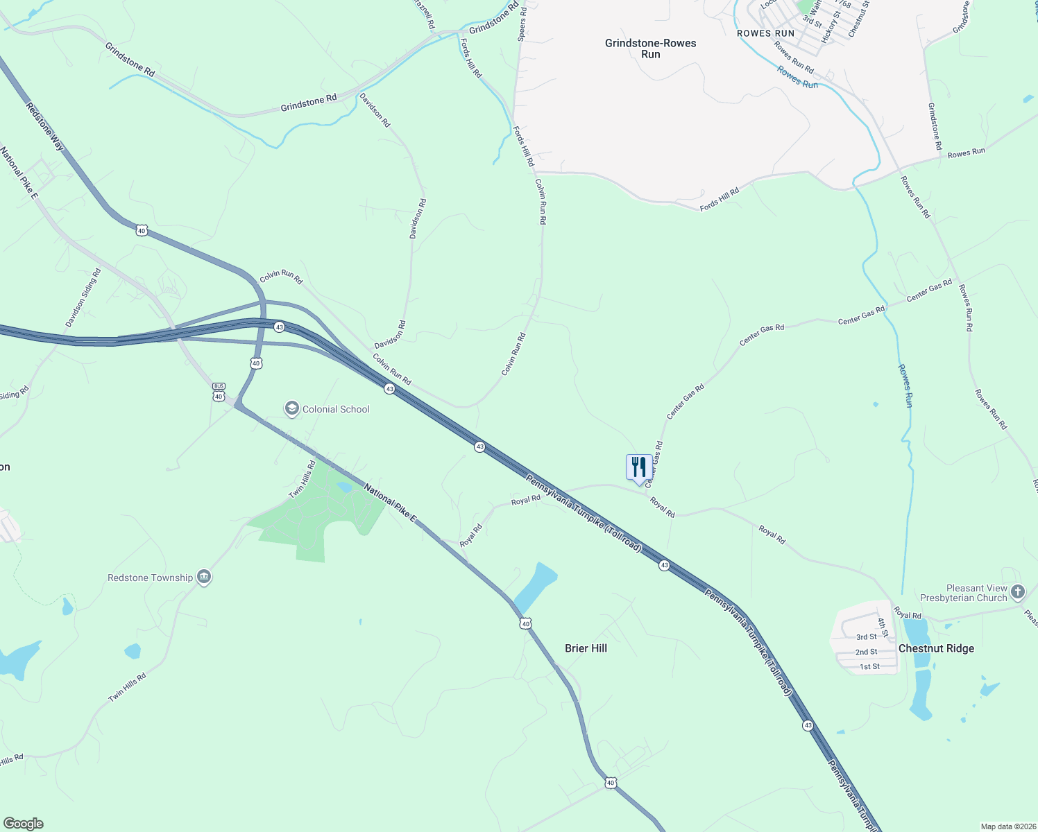 map of restaurants, bars, coffee shops, grocery stores, and more near 176 Colvin Run Road in Grindstone