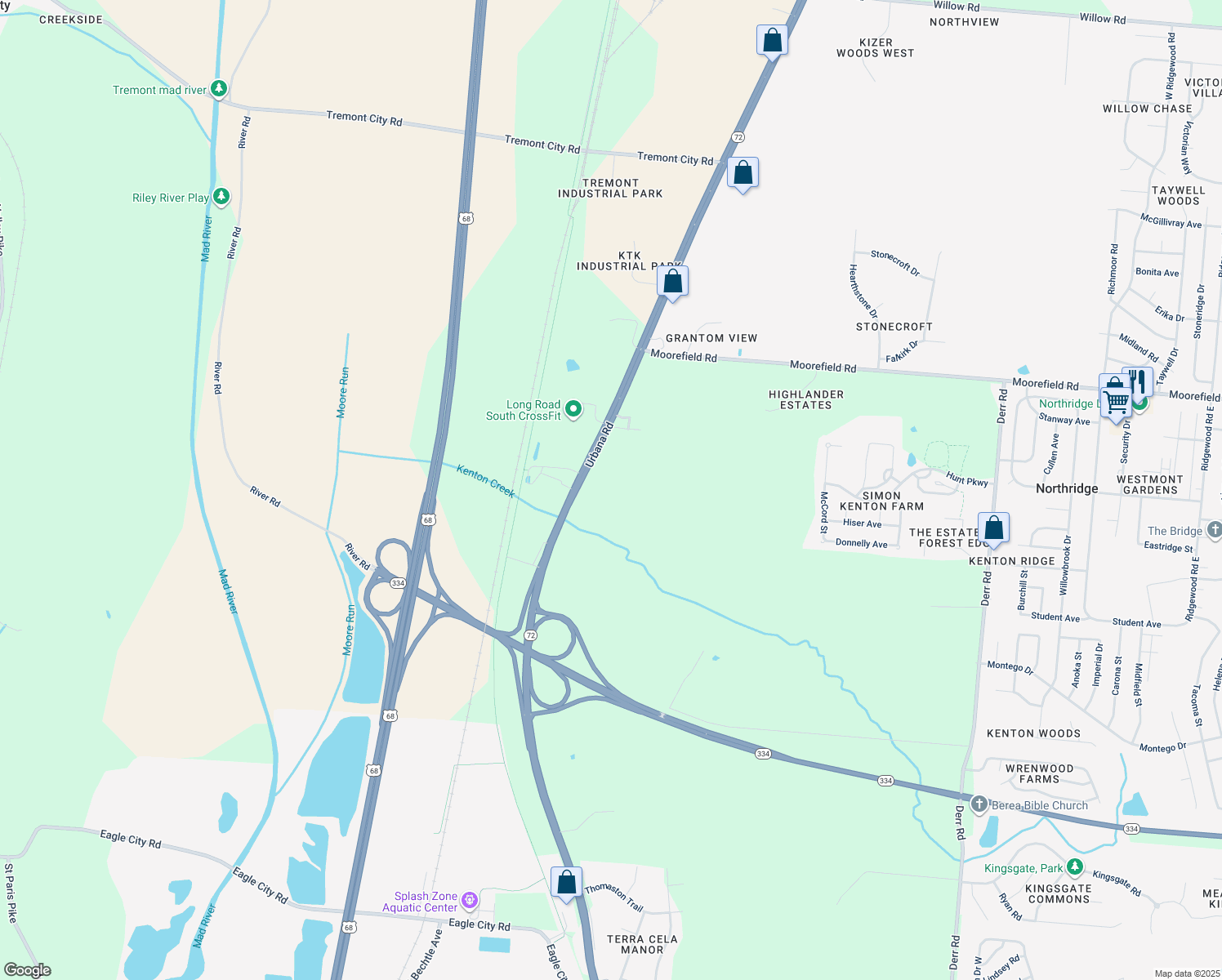 map of restaurants, bars, coffee shops, grocery stores, and more near 4690 Urbana Road in Springfield