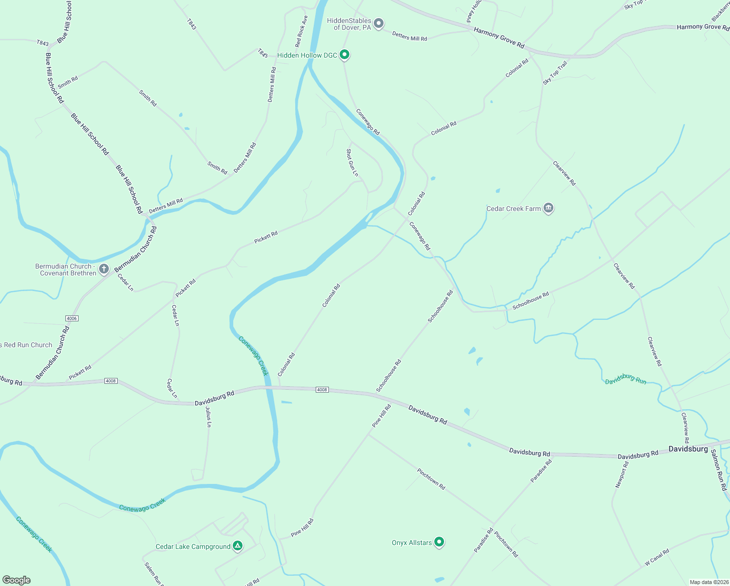 map of restaurants, bars, coffee shops, grocery stores, and more near 4110 Colonial Road in Dover