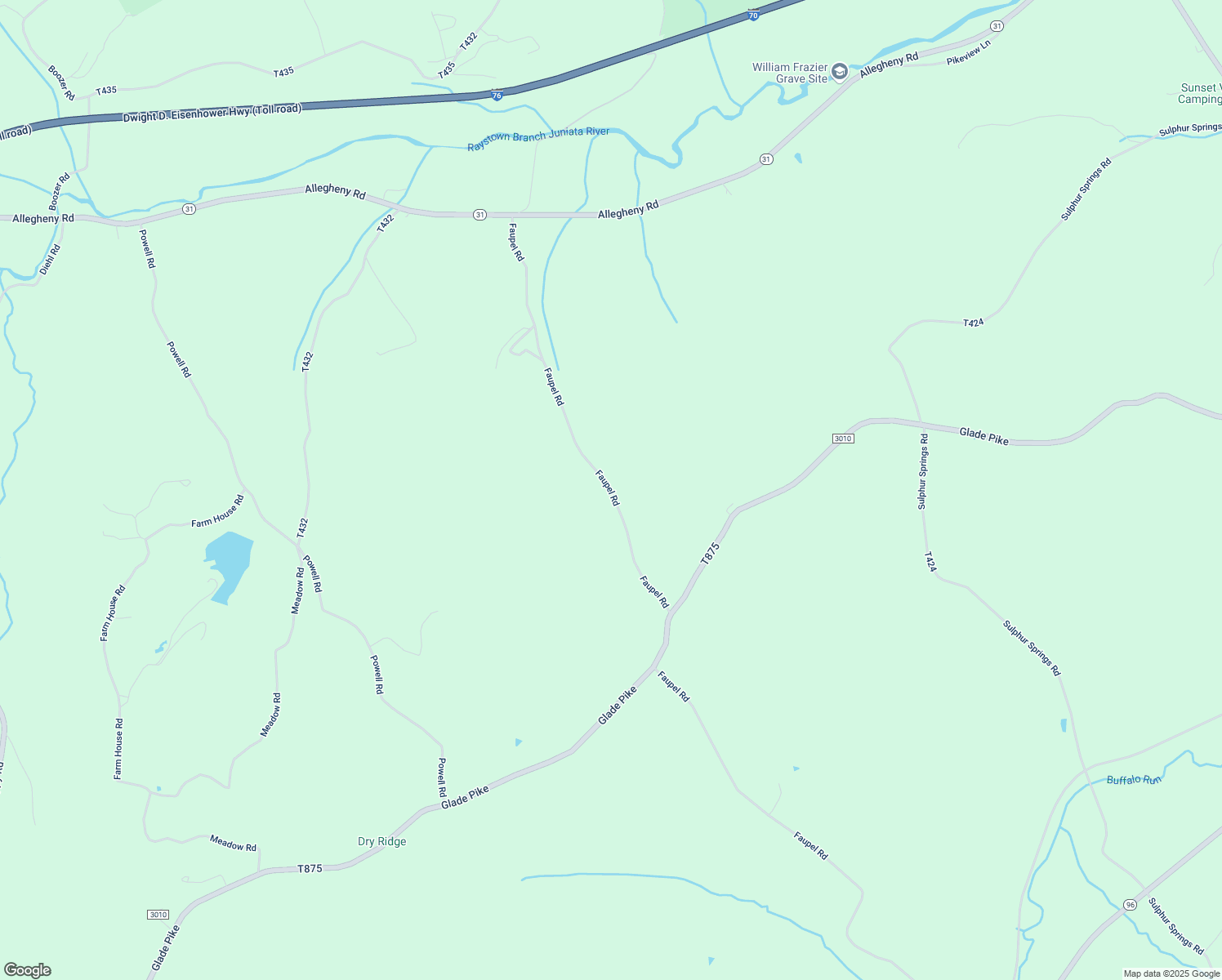 map of restaurants, bars, coffee shops, grocery stores, and more near Faupel Road in Manns Choice