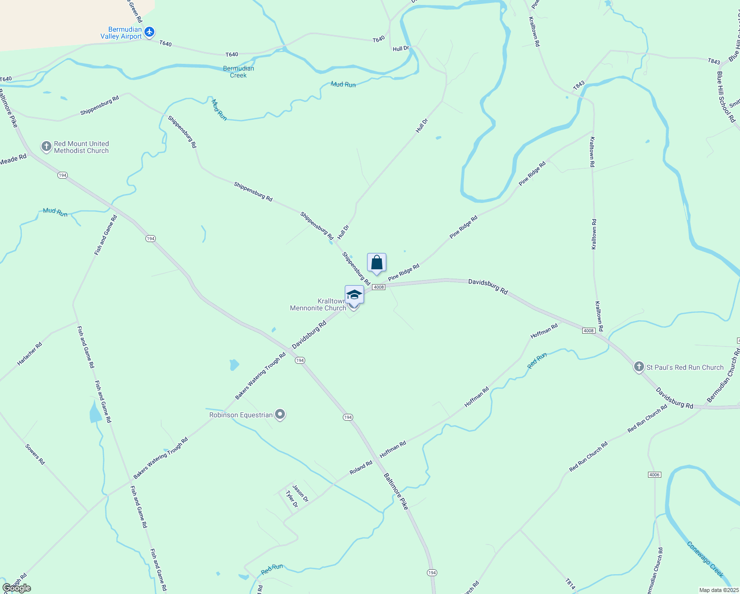 map of restaurants, bars, coffee shops, grocery stores, and more near 6707 Davidsburg Rd in East Berlin