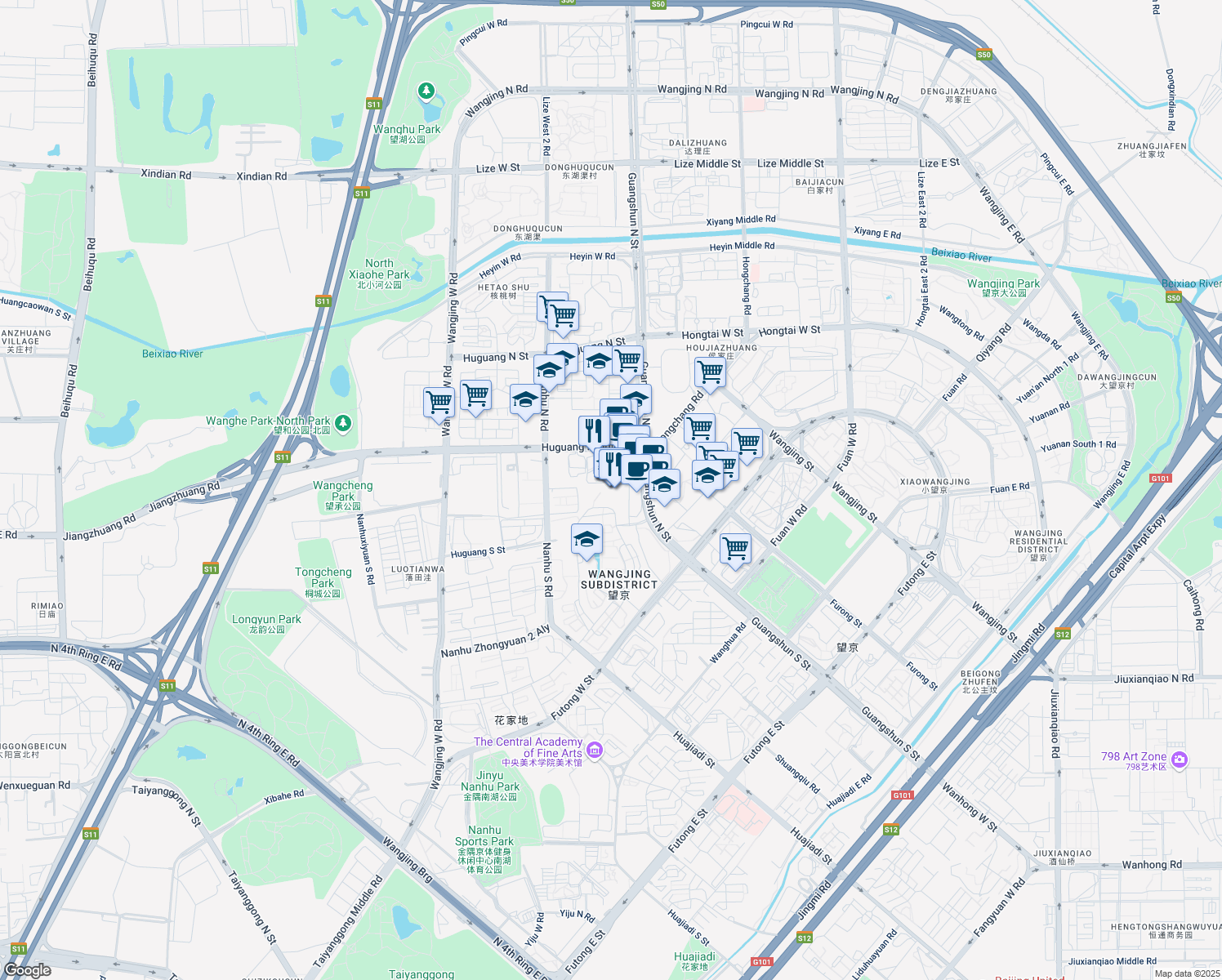map of restaurants, bars, coffee shops, grocery stores, and more near in 