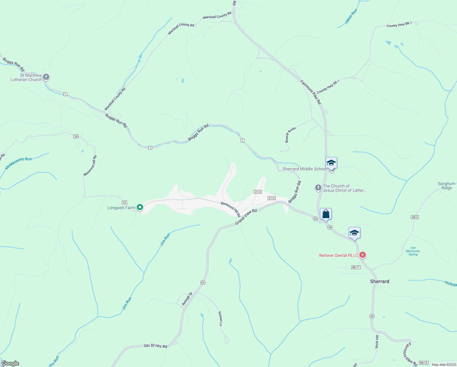 map of restaurants, bars, coffee shops, grocery stores, and more near 191 Pleasant Dr in Benwood