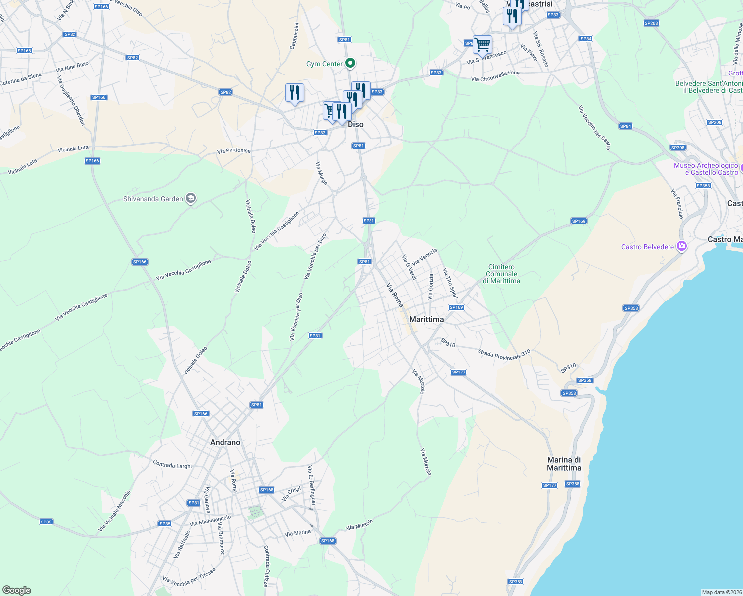 map of restaurants, bars, coffee shops, grocery stores, and more near 28 Via Marinai d'Italia in Marittima