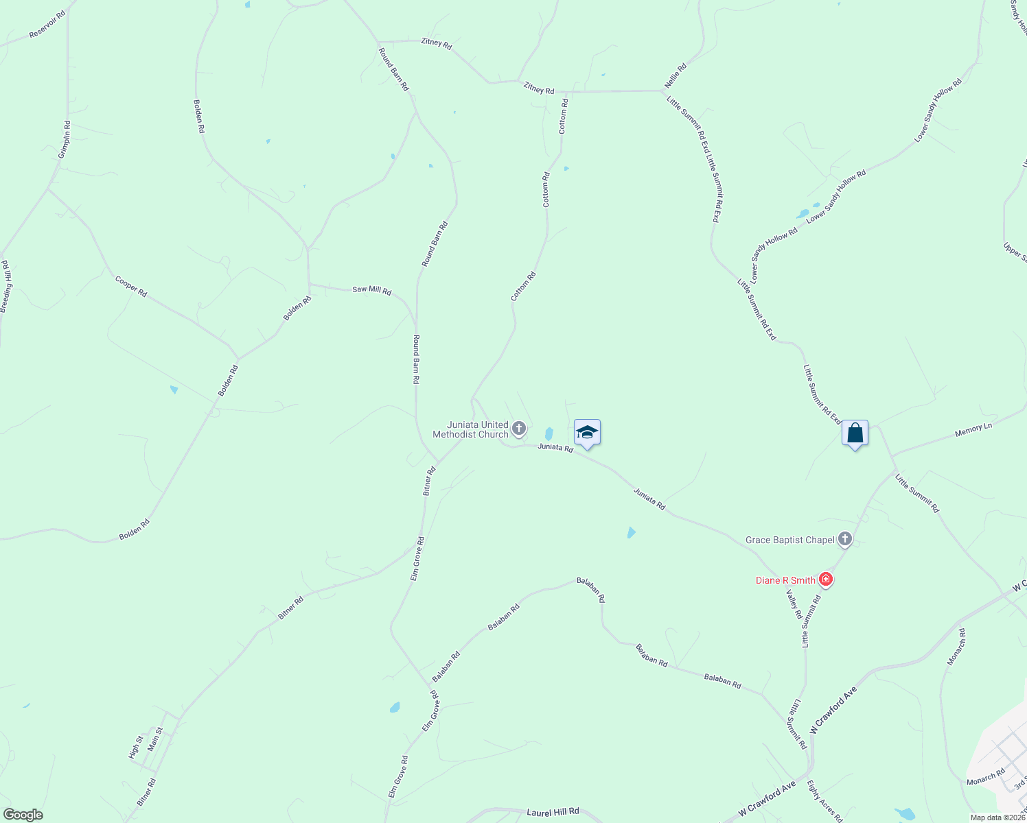 map of restaurants, bars, coffee shops, grocery stores, and more near 426 Main St in Dunbar