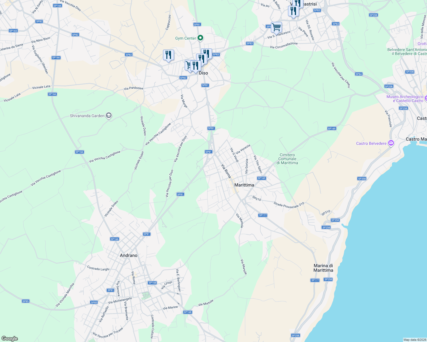 map of restaurants, bars, coffee shops, grocery stores, and more near 28 Via Marinai d'Italia in Marittima