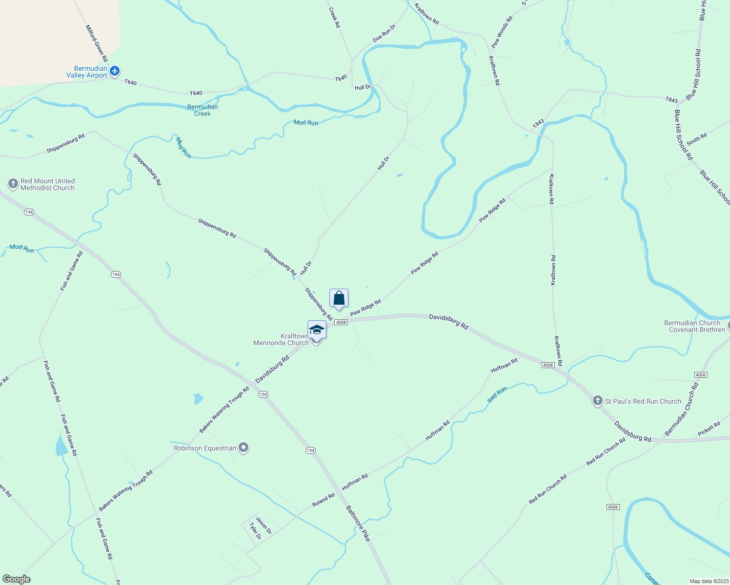 map of restaurants, bars, coffee shops, grocery stores, and more near 94 Pine Ridge Rd in East Berlin