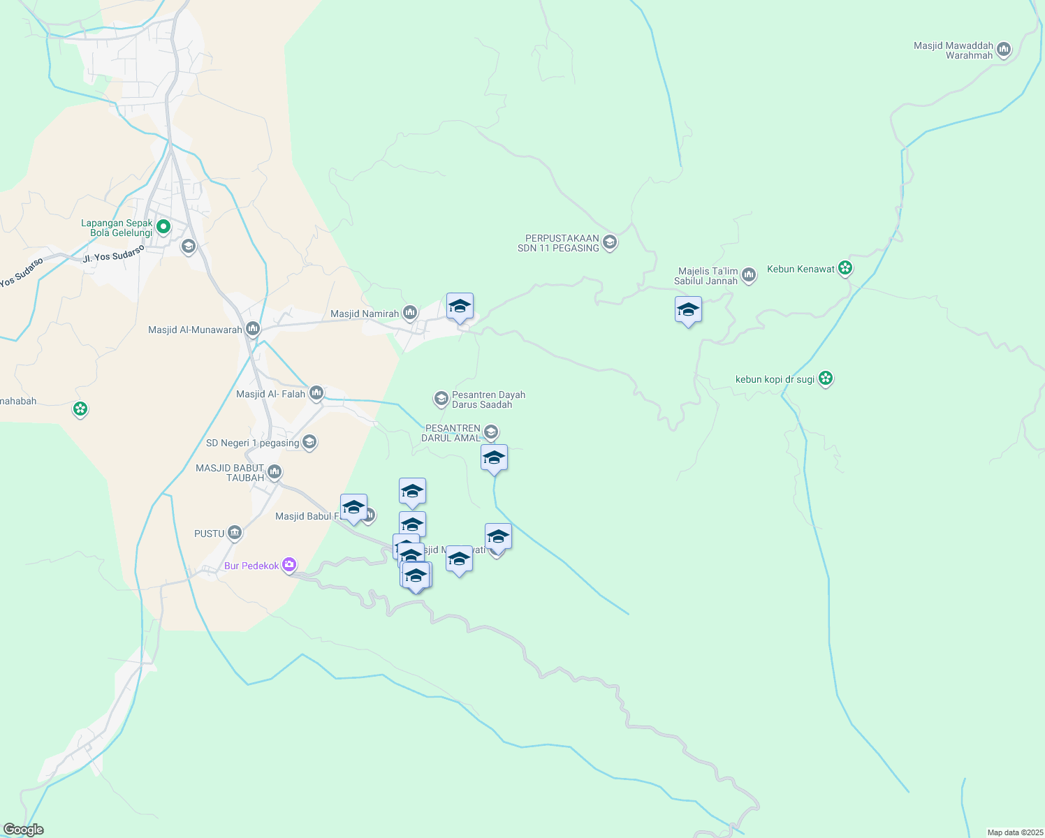 map of restaurants, bars, coffee shops, grocery stores, and more near in Central Aceh