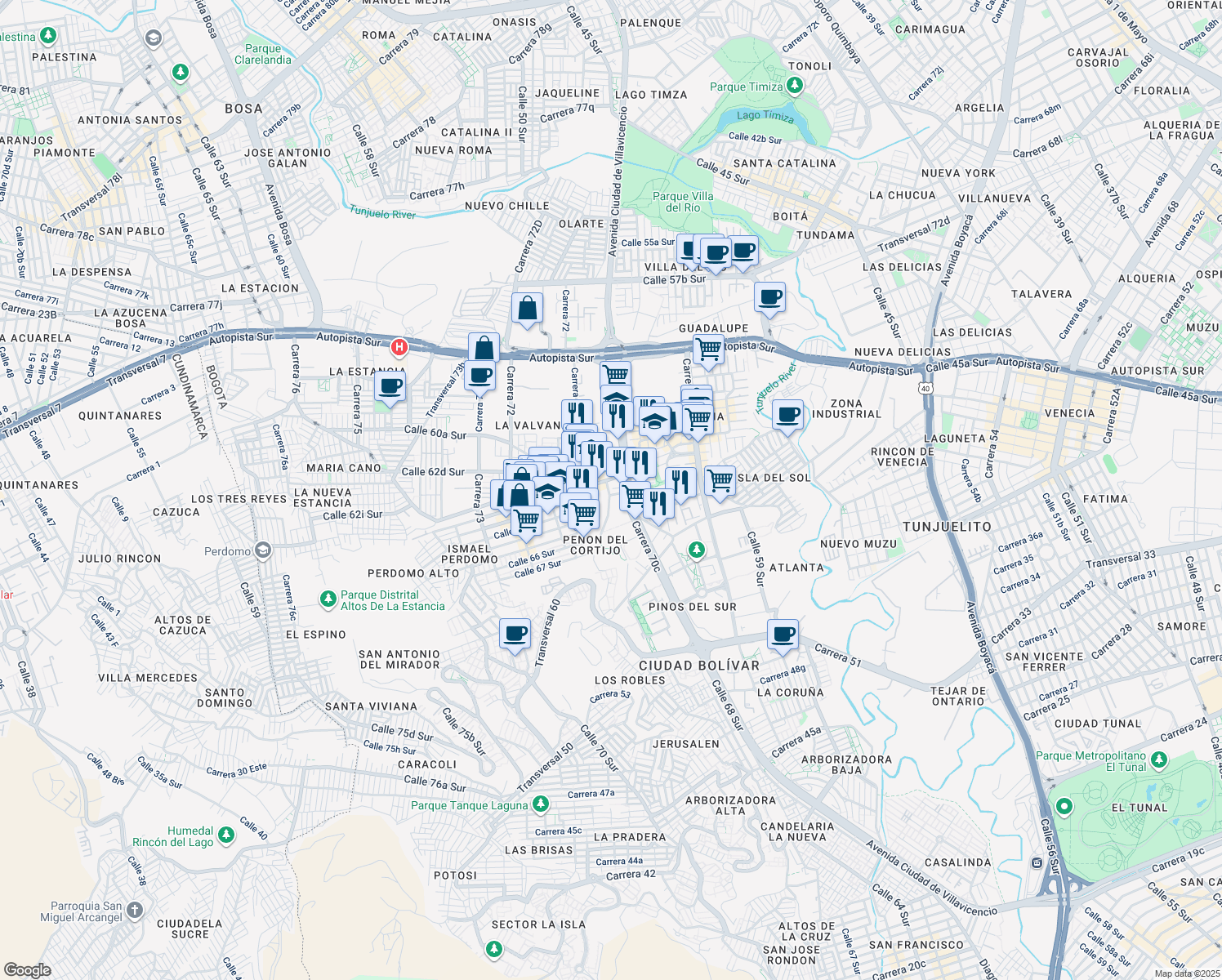 map of restaurants, bars, coffee shops, grocery stores, and more near 62DS2-62DS100 Carrera 70C in Bogota