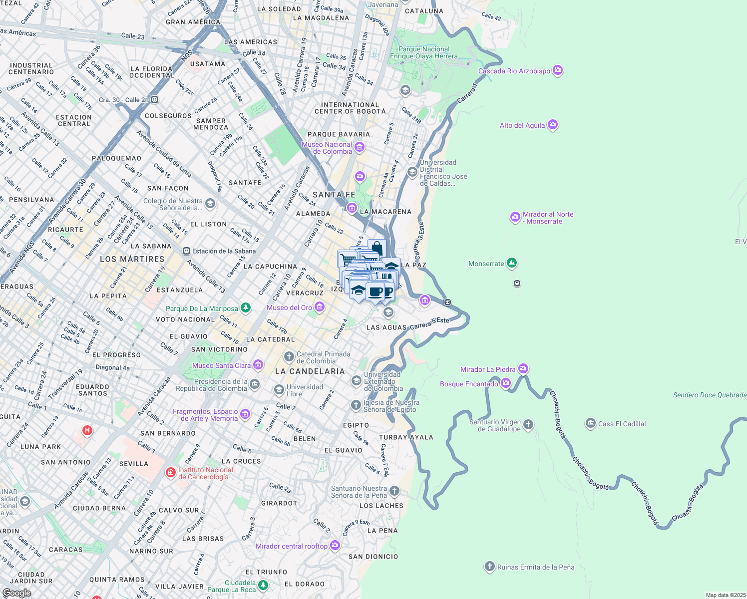 map of restaurants, bars, coffee shops, grocery stores, and more near 2a-10 Calle 19 in Bogotá