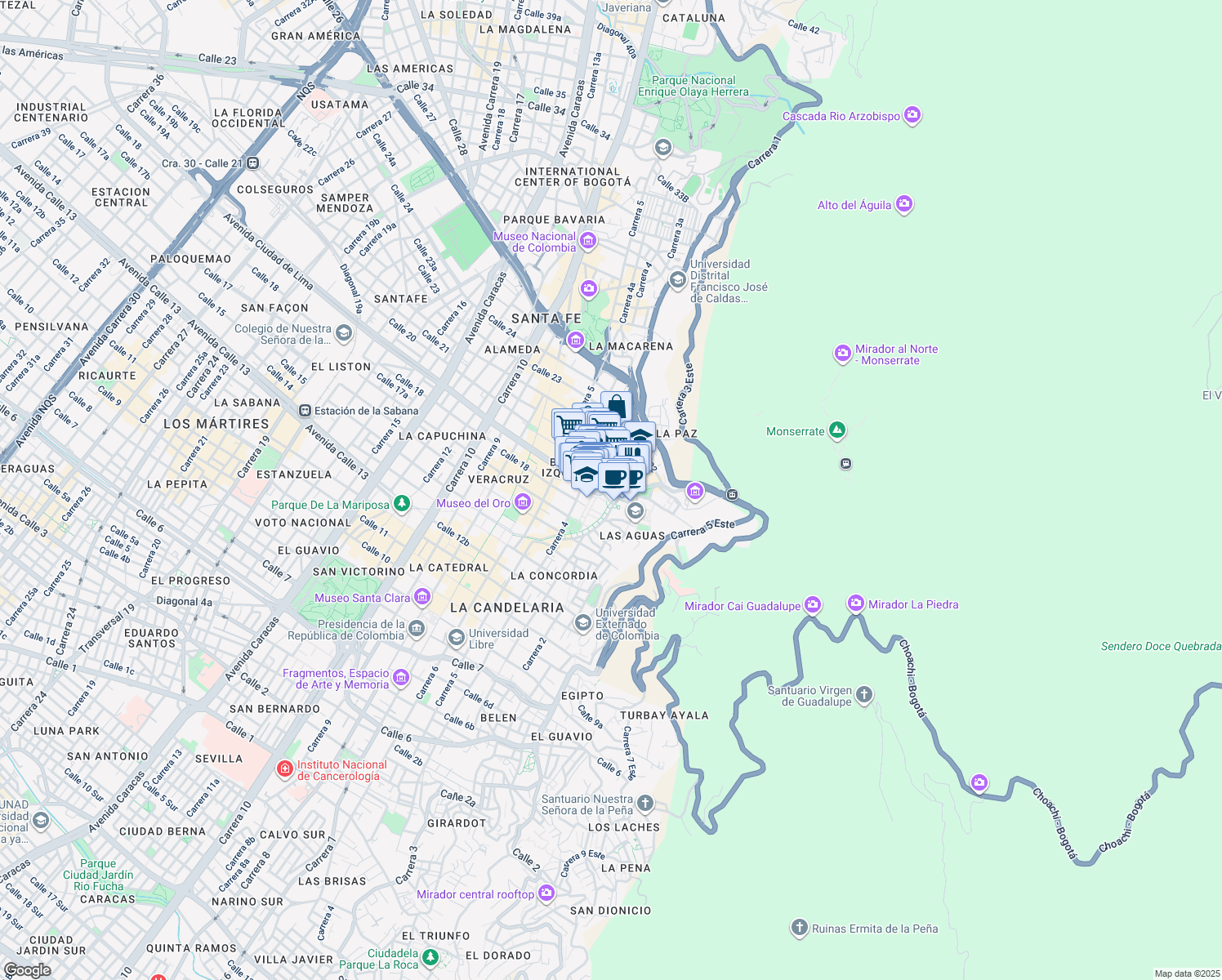 map of restaurants, bars, coffee shops, grocery stores, and more near 2a-10 Calle 19 in Bogotá
