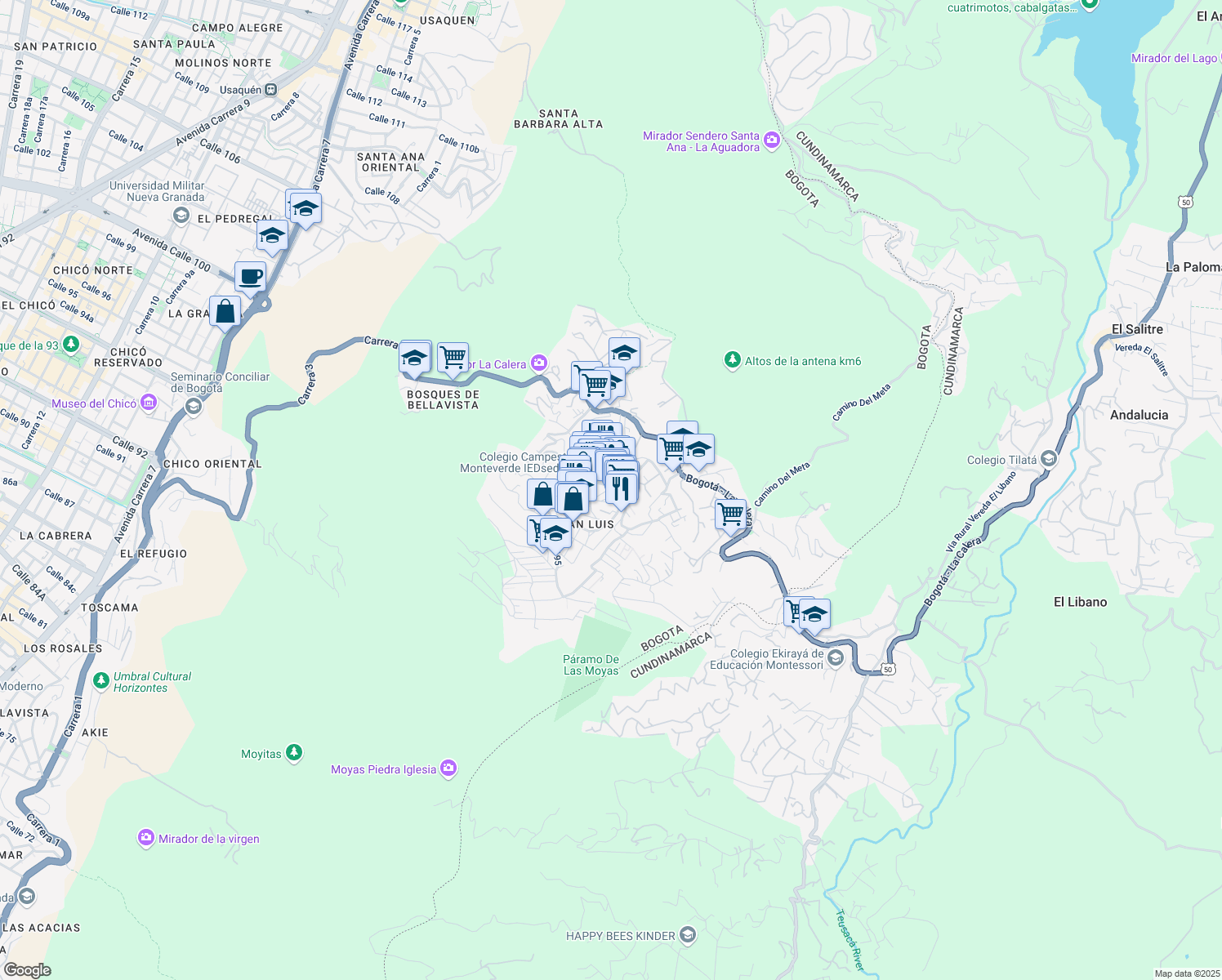 map of restaurants, bars, coffee shops, grocery stores, and more near #13-20 Avenida Calle 100 in Bogotá