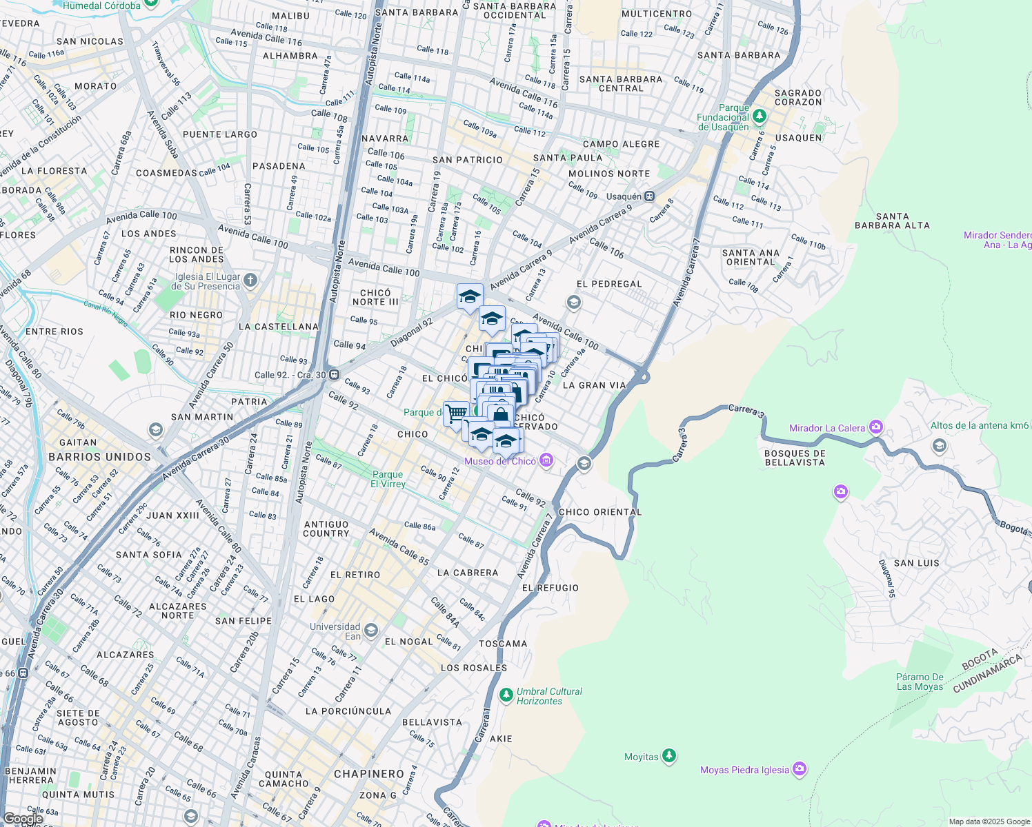 map of restaurants, bars, coffee shops, grocery stores, and more near 0 Carrera 11 in Bogota
