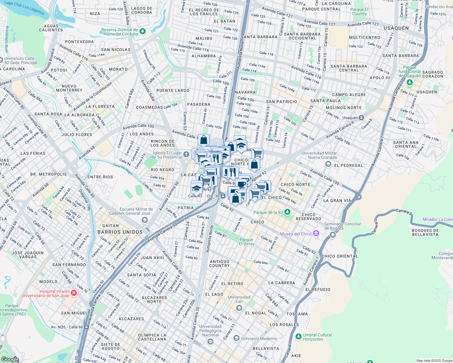 map of restaurants, bars, coffee shops, grocery stores, and more near 941 Transversal 23 in Bogota