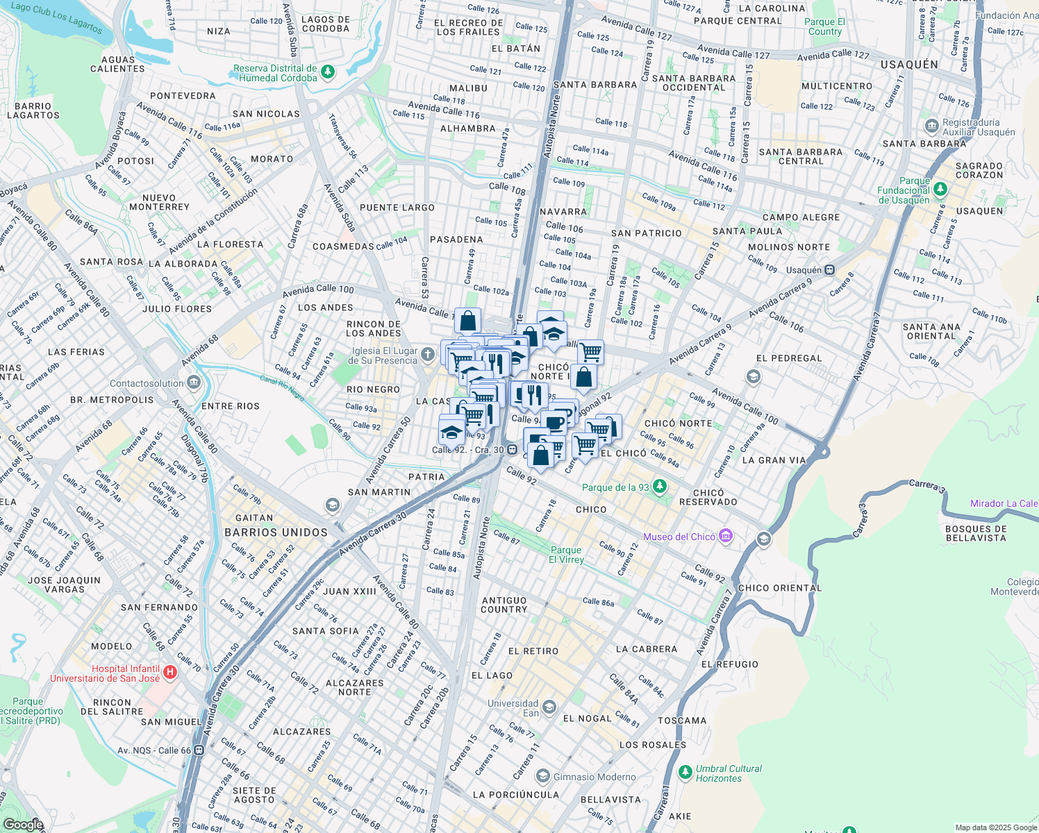 map of restaurants, bars, coffee shops, grocery stores, and more near 941 Transversal 23 in Bogota