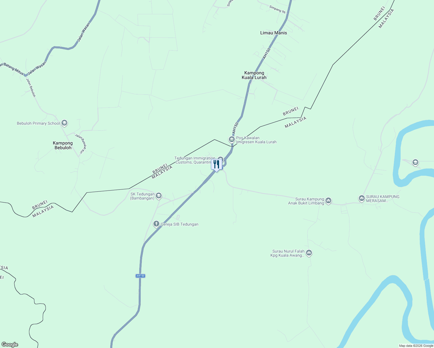 map of restaurants, bars, coffee shops, grocery stores, and more near Jalan Kuala Lurah in Limbang