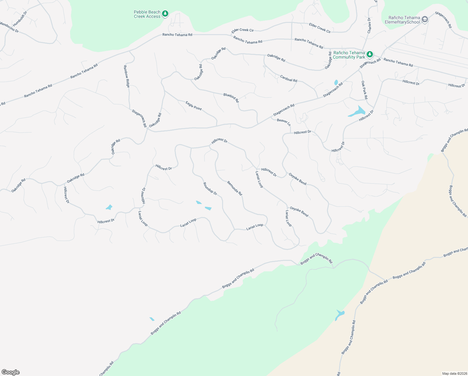 map of restaurants, bars, coffee shops, grocery stores, and more near Remunda Rd in Rancho Tehama Reserve