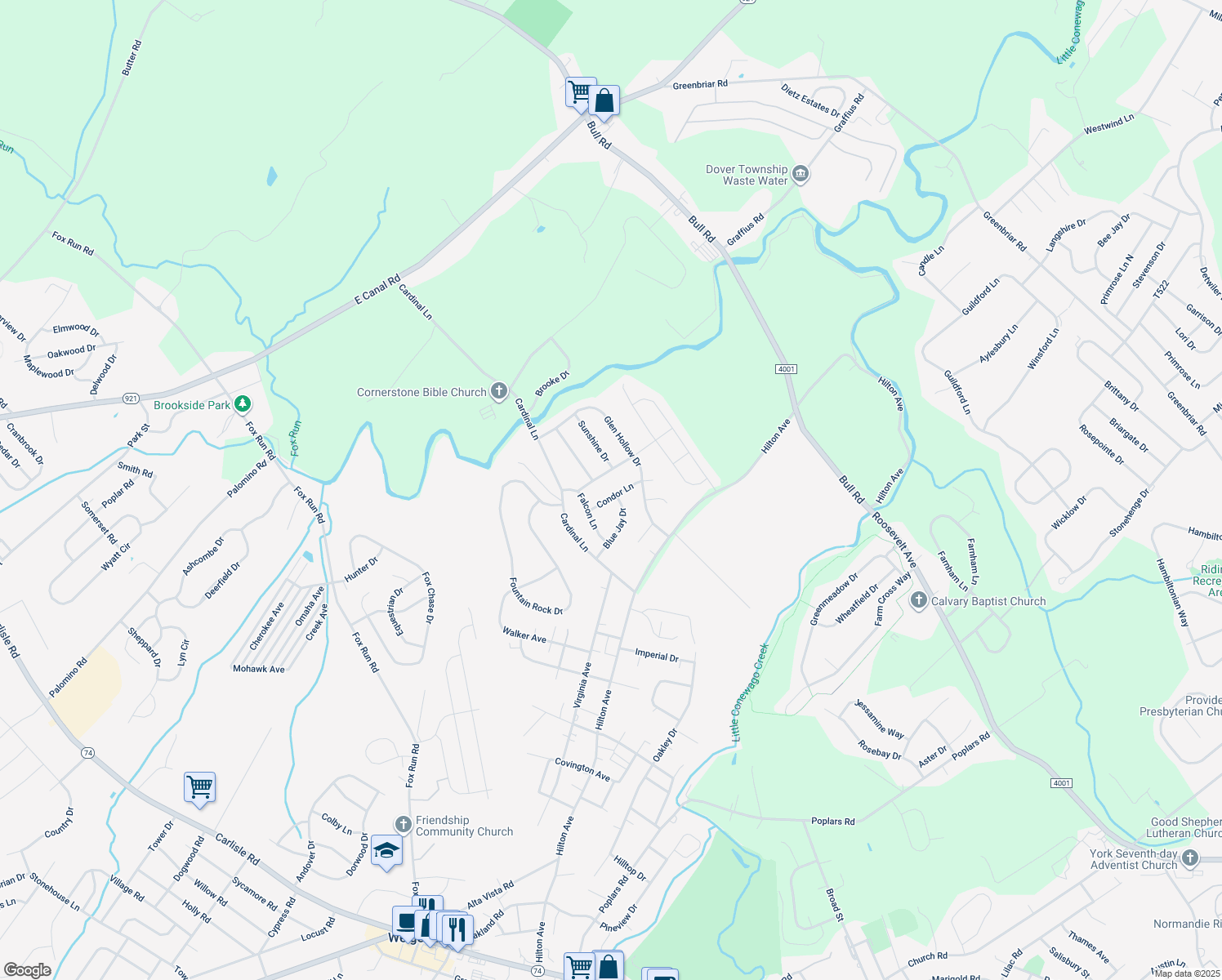 map of restaurants, bars, coffee shops, grocery stores, and more near 1684 Condor Lane in Dover