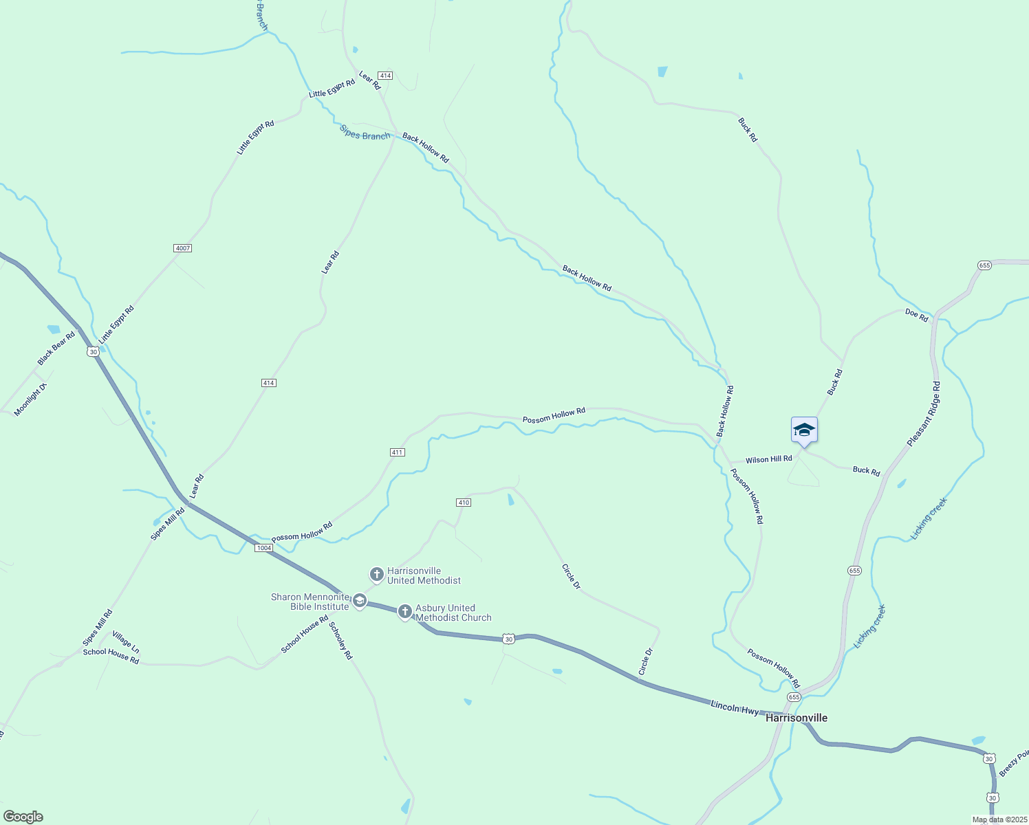 map of restaurants, bars, coffee shops, grocery stores, and more near 1111 Possom Hollow Road in Harrisonville
