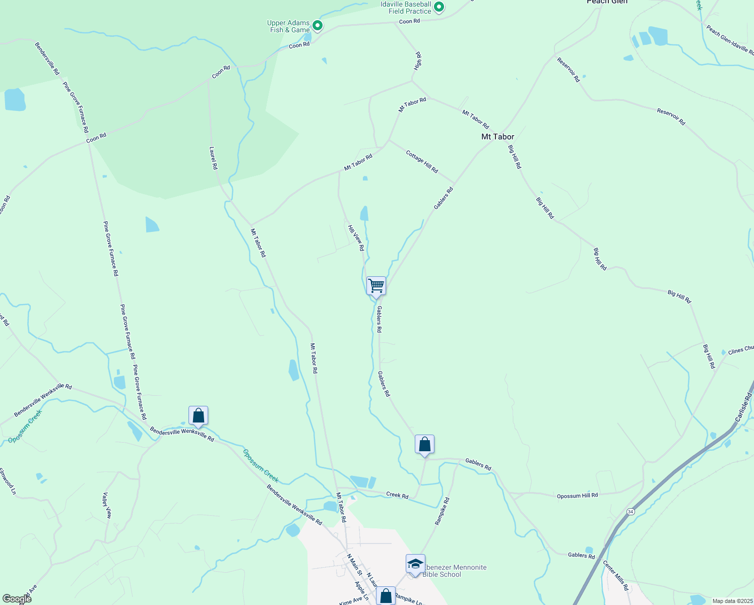 map of restaurants, bars, coffee shops, grocery stores, and more near 888 Gablers Road in Gardners