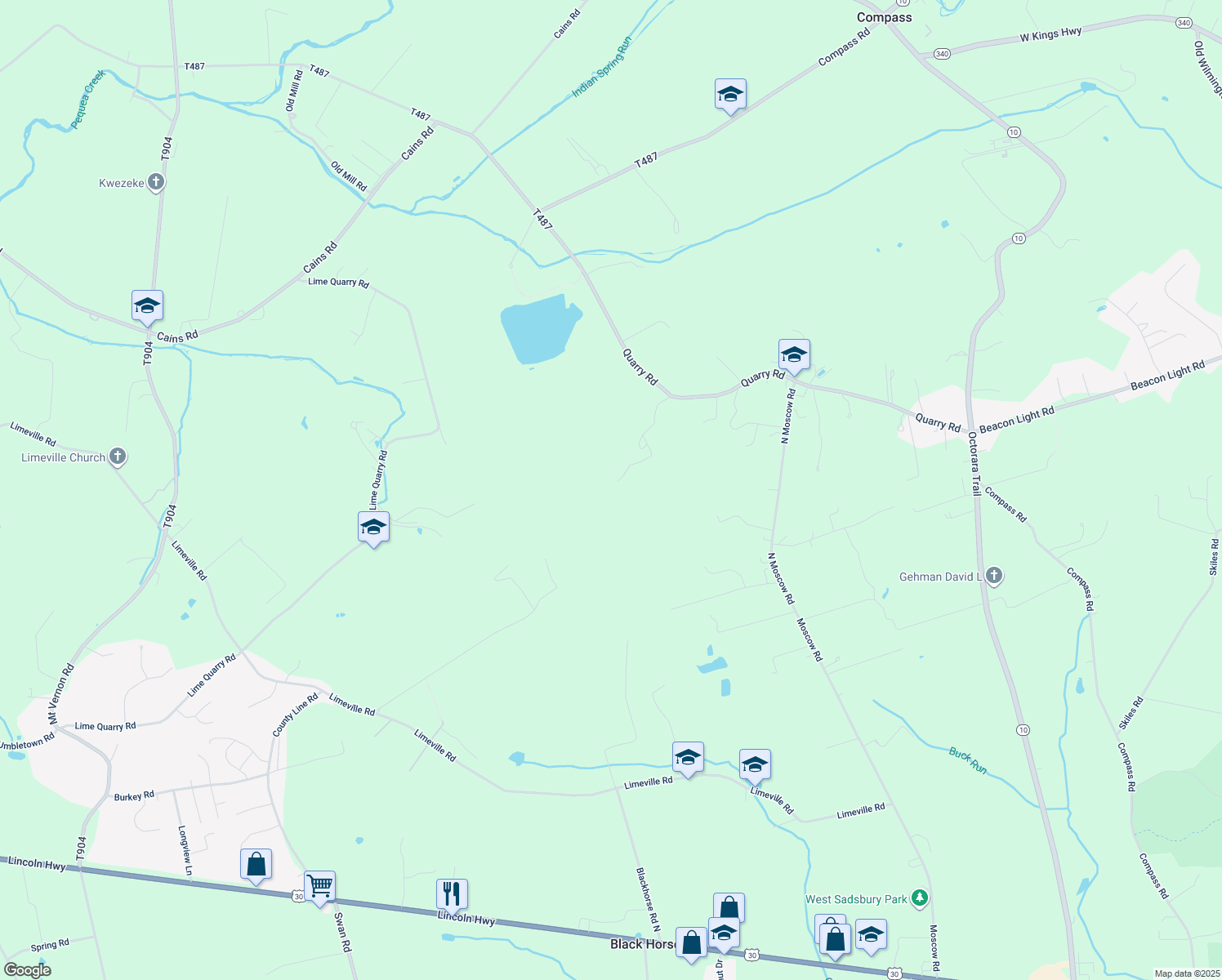 map of restaurants, bars, coffee shops, grocery stores, and more near 116 Norton Drive in Gap