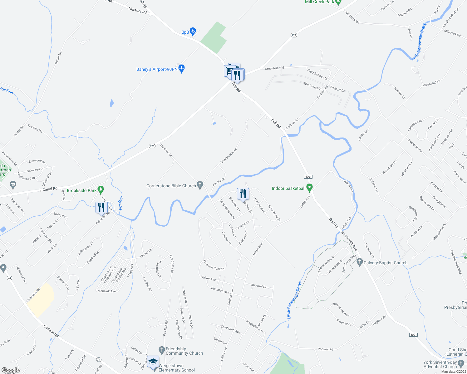 map of restaurants, bars, coffee shops, grocery stores, and more near 3339 Glen Hollow Drive in Dover