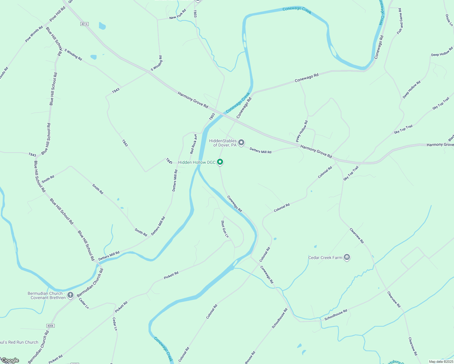 map of restaurants, bars, coffee shops, grocery stores, and more near 3807 Conewago Road in Dover