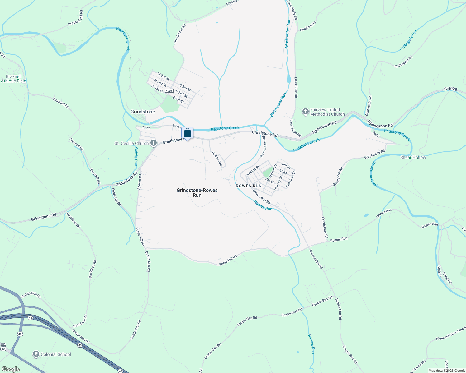 map of restaurants, bars, coffee shops, grocery stores, and more near 547 Hilltop Avenue in Grindstone