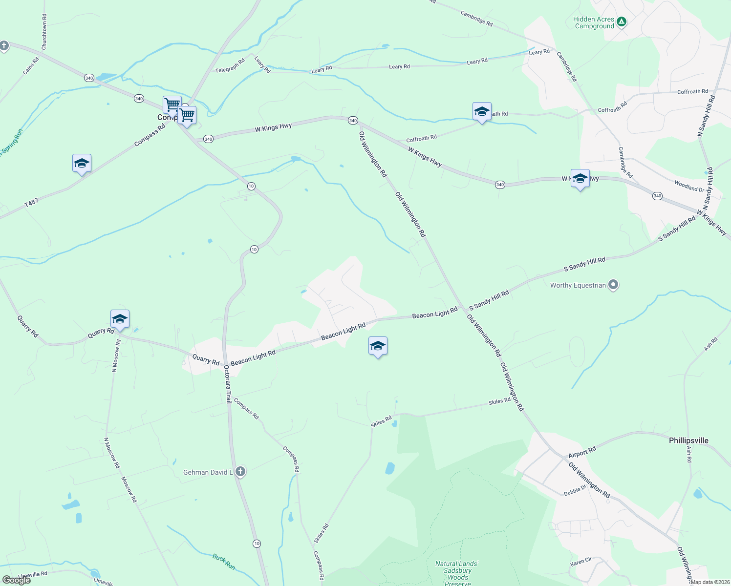 map of restaurants, bars, coffee shops, grocery stores, and more near 108 Dominic Dr in Coatesville