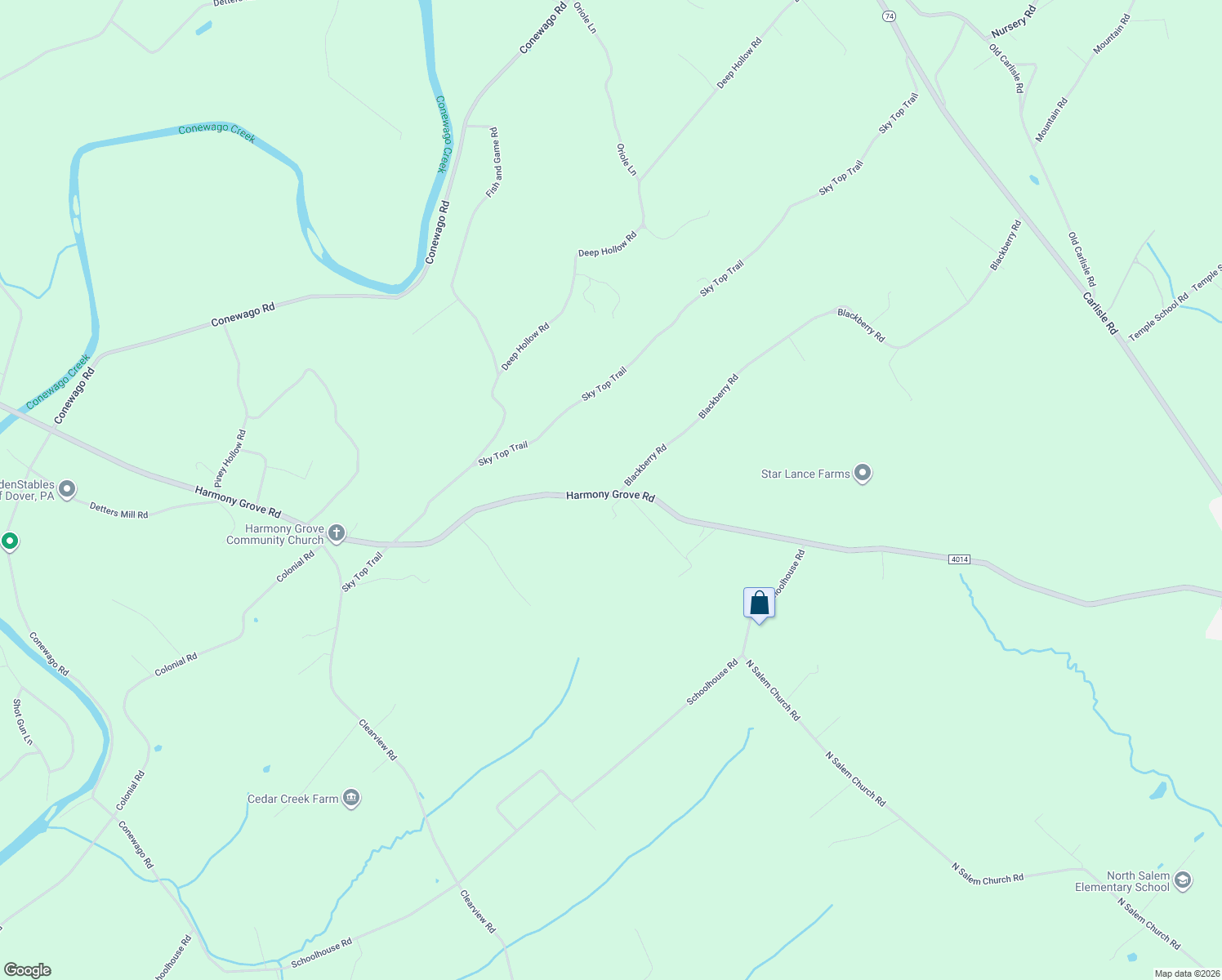 map of restaurants, bars, coffee shops, grocery stores, and more near 5901 Harmony Grove Road in Dover
