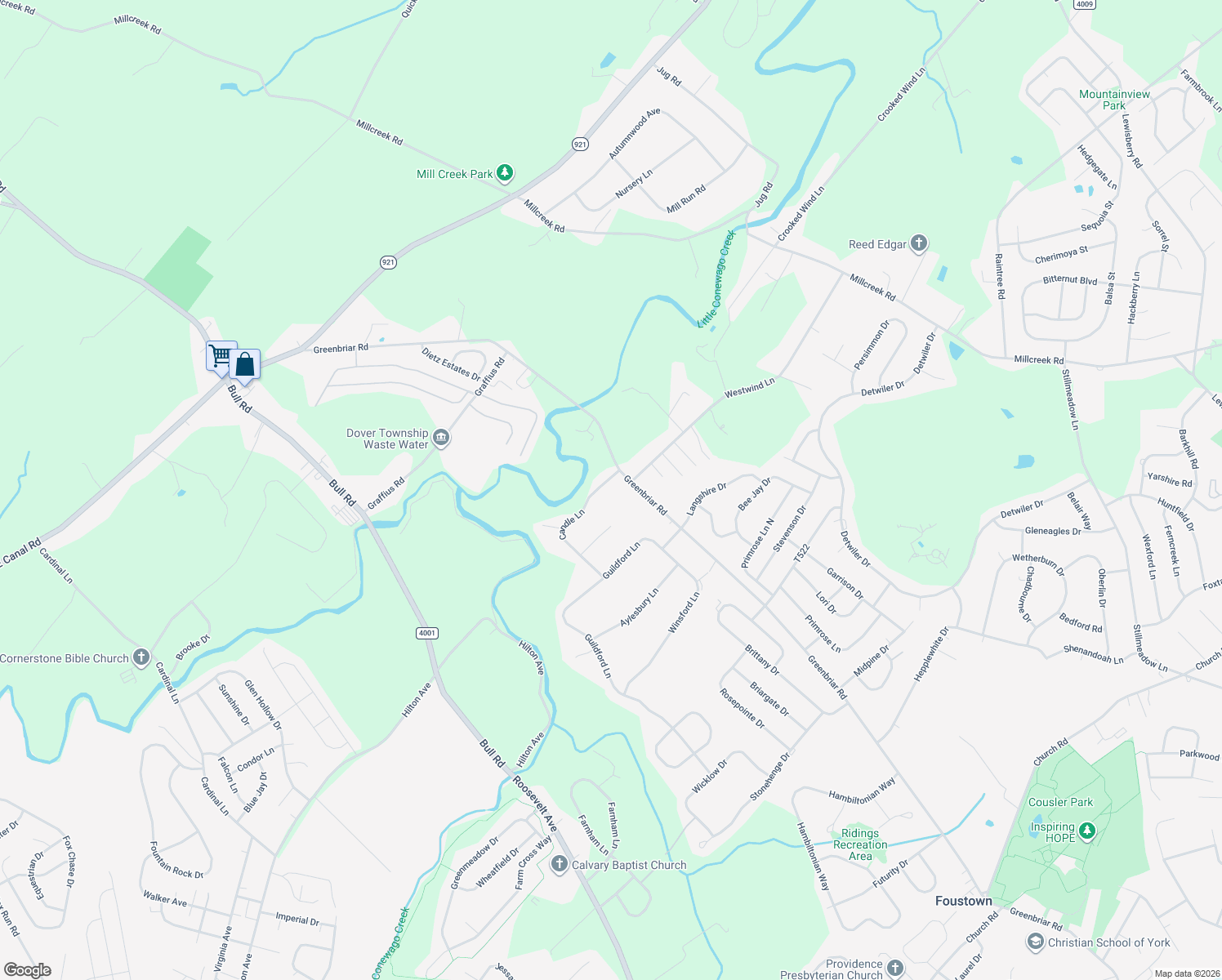 map of restaurants, bars, coffee shops, grocery stores, and more near 1783 Candle Ln in York