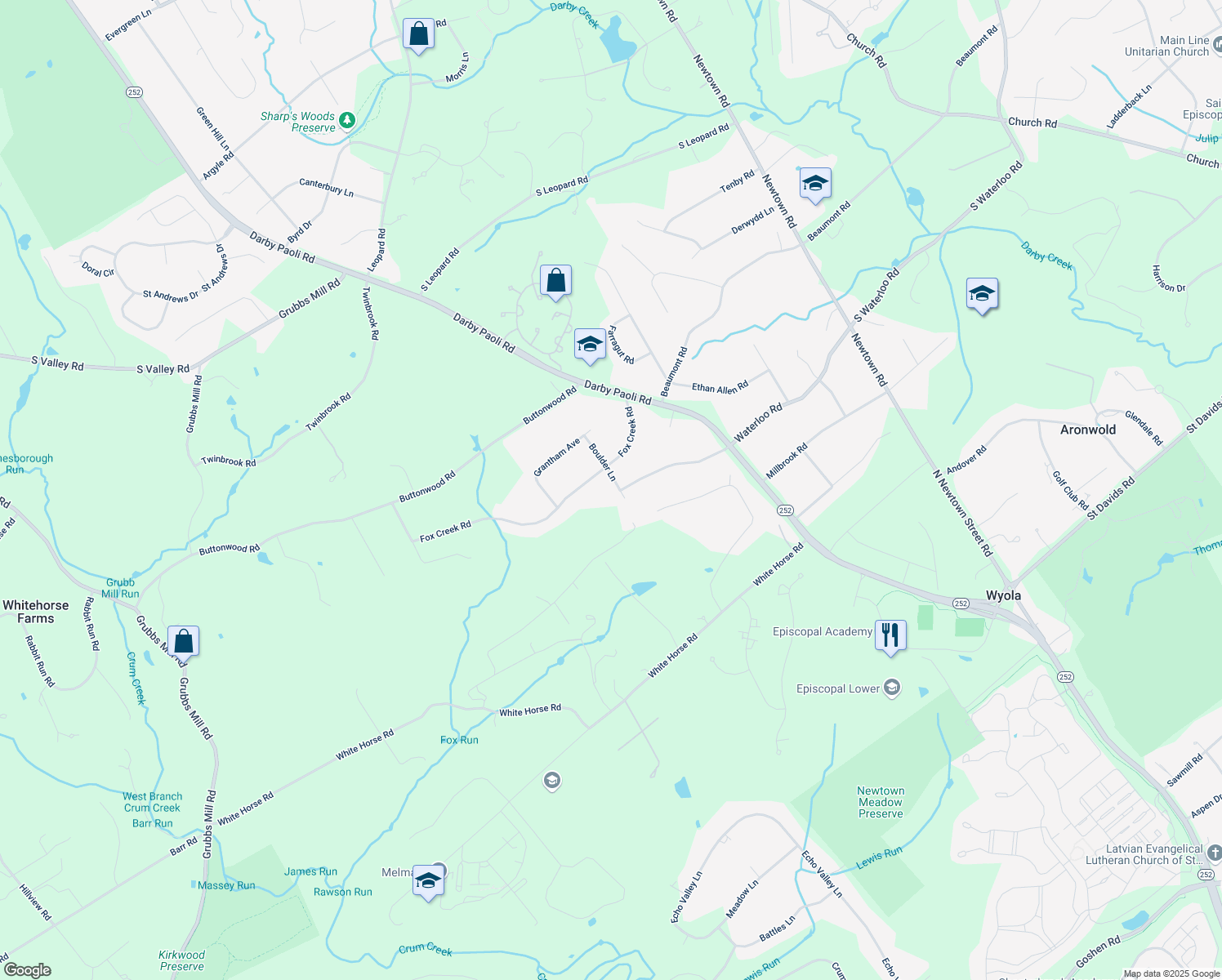 map of restaurants, bars, coffee shops, grocery stores, and more near 962 Boulder Lane in Berwyn
