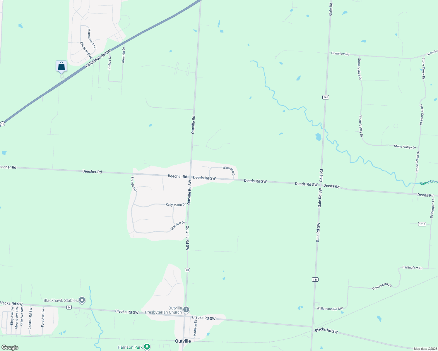 map of restaurants, bars, coffee shops, grocery stores, and more near 5092 Deeds Road Southwest in Pataskala