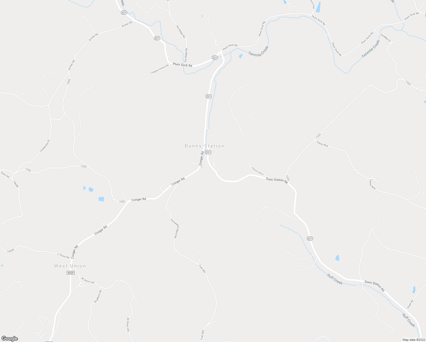 map of restaurants, bars, coffee shops, grocery stores, and more near 2189 Dunn Station Road in Prosperity