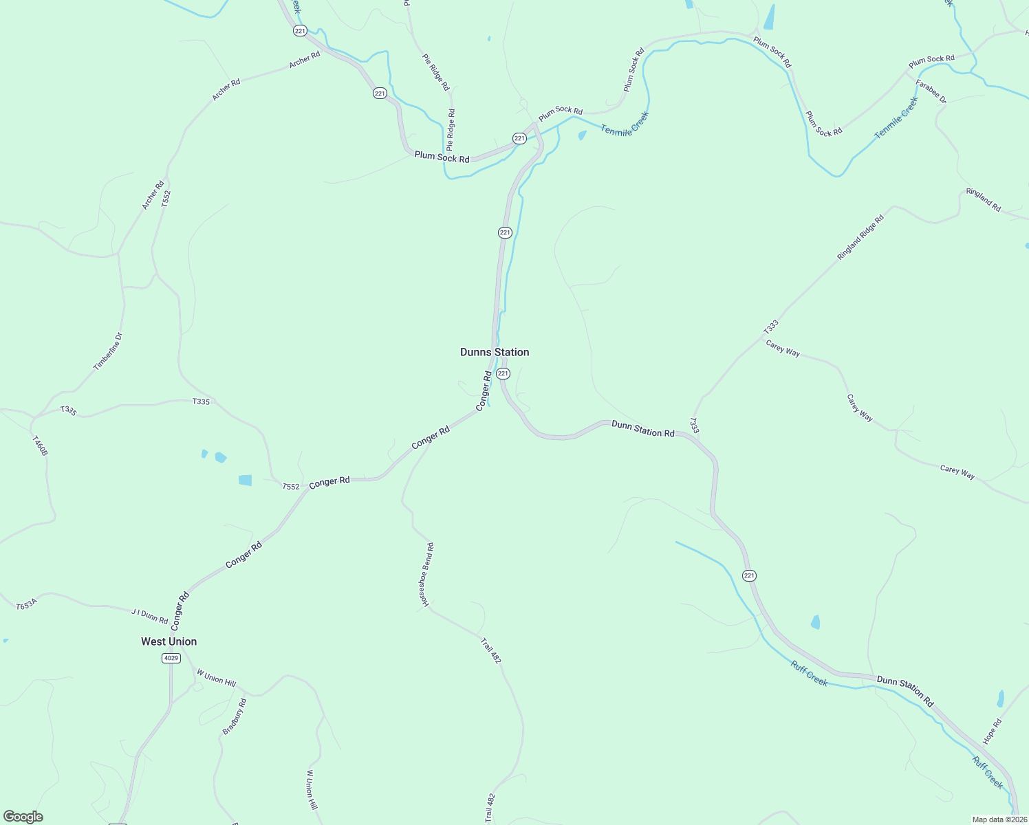 map of restaurants, bars, coffee shops, grocery stores, and more near 2189 Dunn Station Road in Prosperity