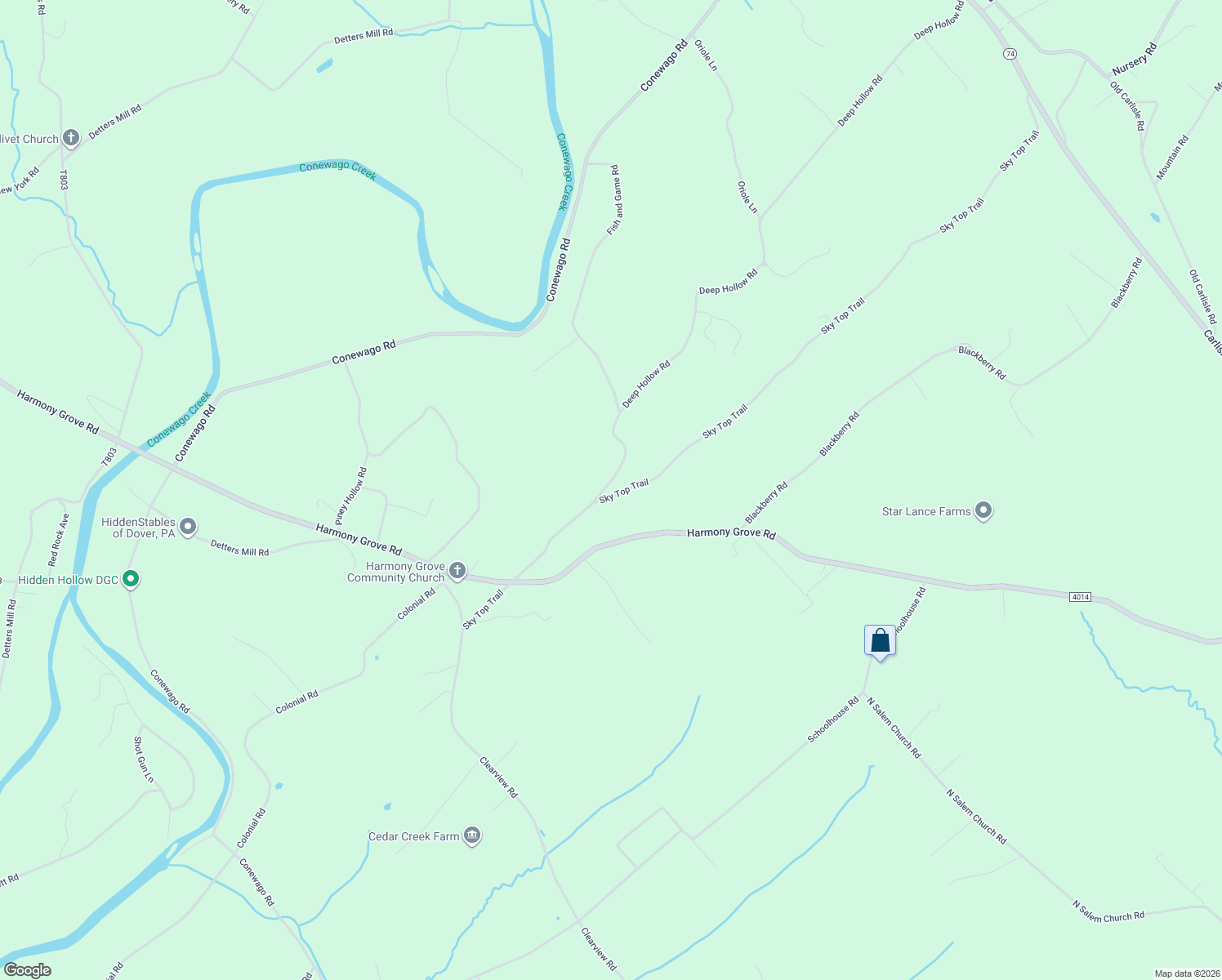 map of restaurants, bars, coffee shops, grocery stores, and more near 5605 Fish and Game Road in Dover