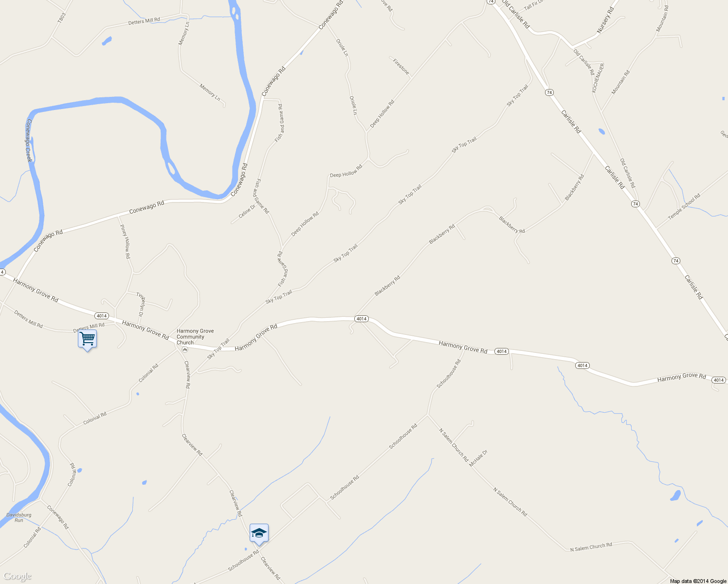 map of restaurants, bars, coffee shops, grocery stores, and more near 2951 Blackberry Road in Dover
