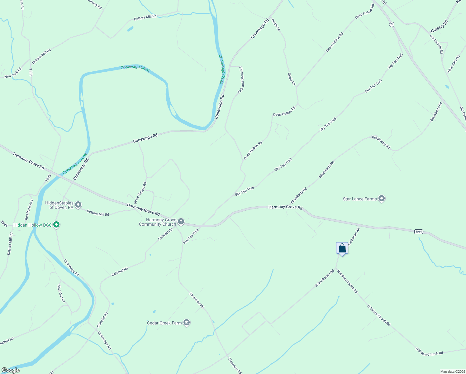 map of restaurants, bars, coffee shops, grocery stores, and more near 5600 Fish and Game Road in Dover