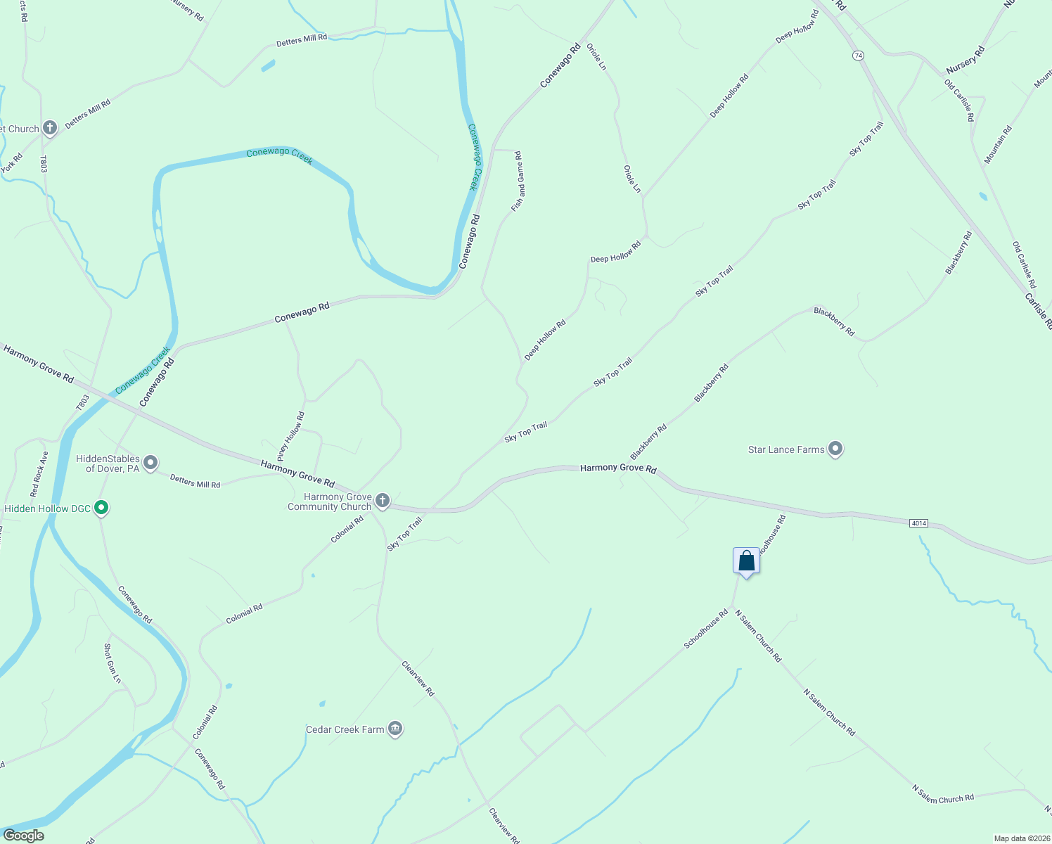 map of restaurants, bars, coffee shops, grocery stores, and more near 5605 Fish and Game Road in Dover