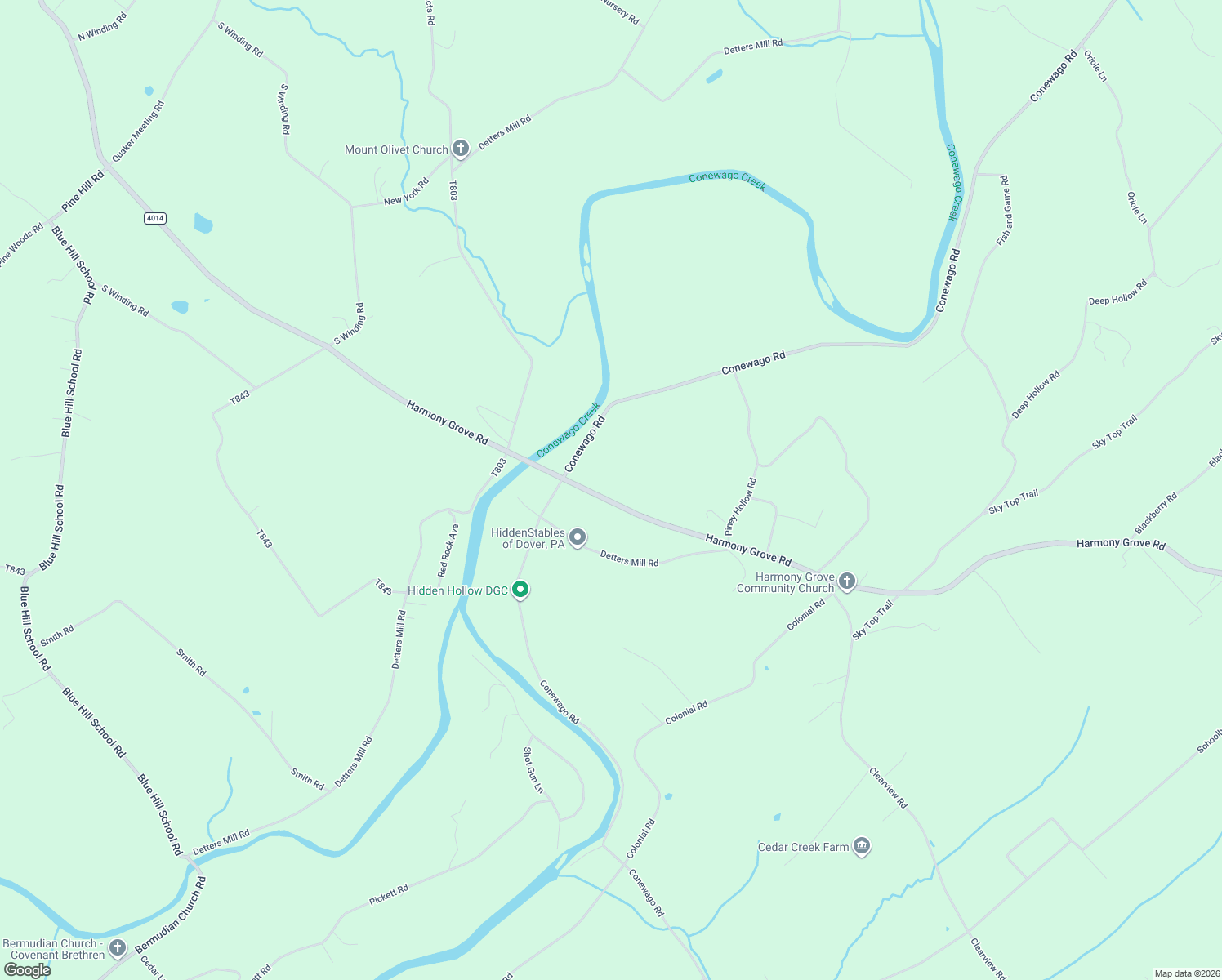 map of restaurants, bars, coffee shops, grocery stores, and more near 6711 Harmony Grove Road in Dover