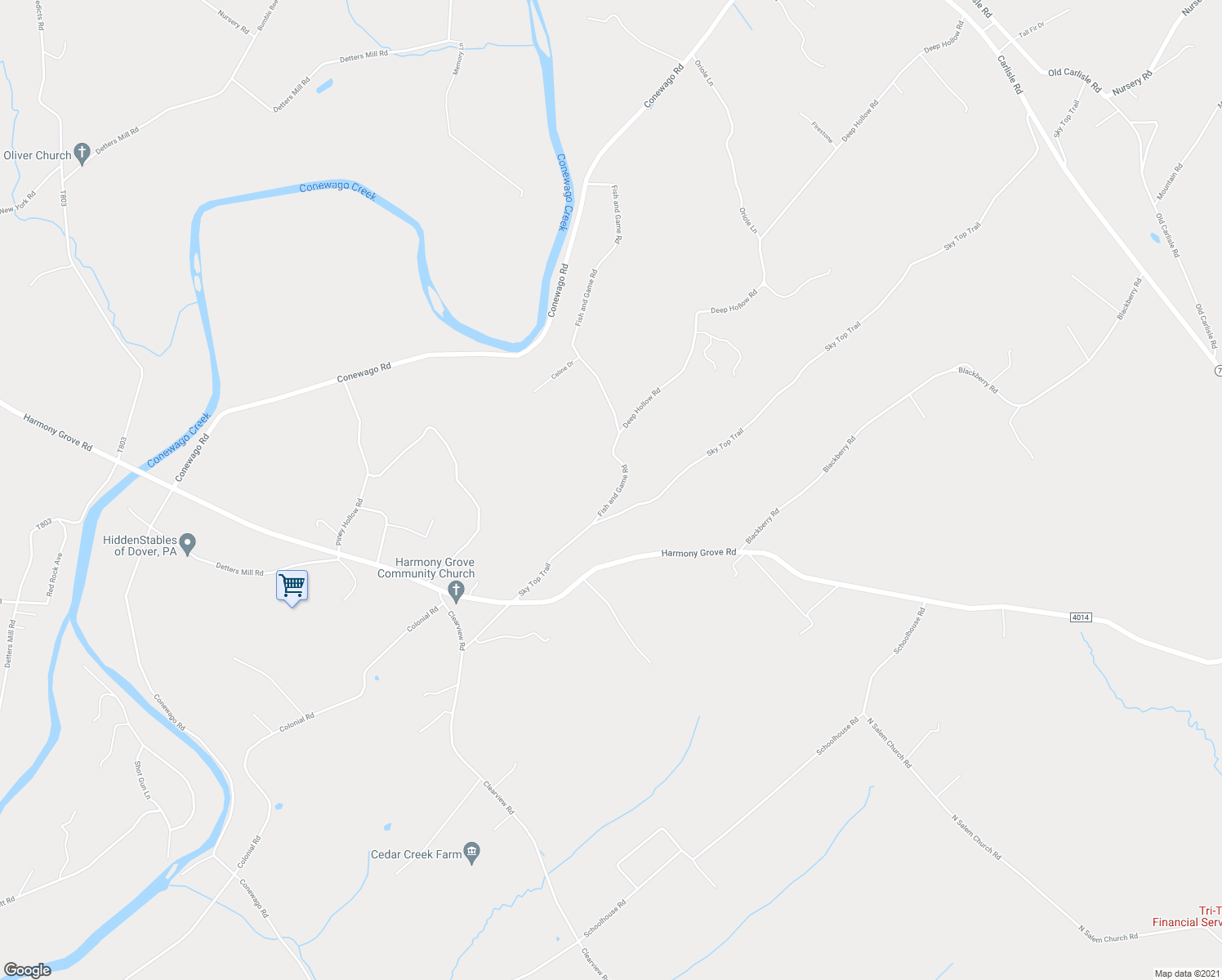 map of restaurants, bars, coffee shops, grocery stores, and more near 5606 Fish and Game Road in Dover