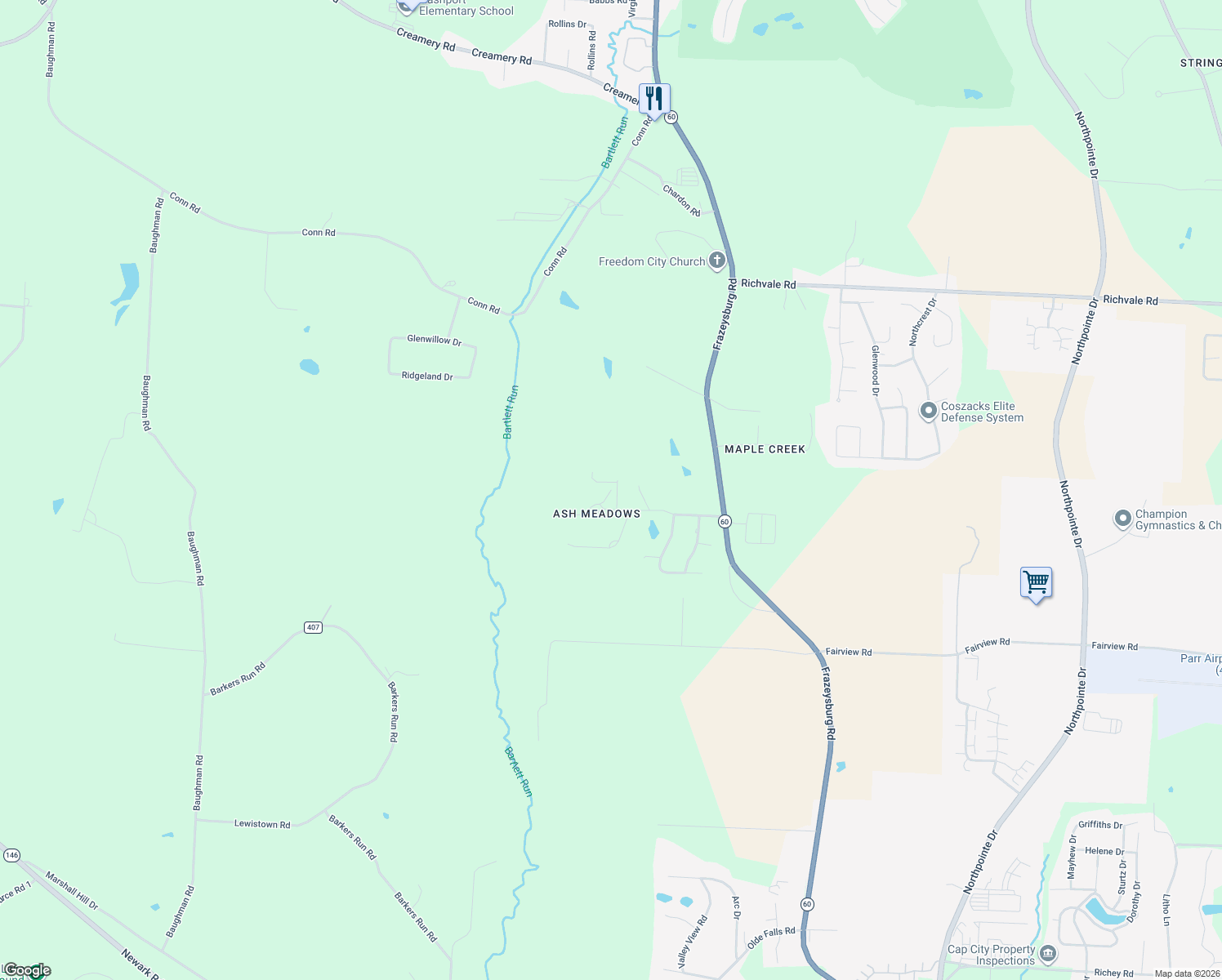 map of restaurants, bars, coffee shops, grocery stores, and more near 5006 Lois Dr in Zanesville